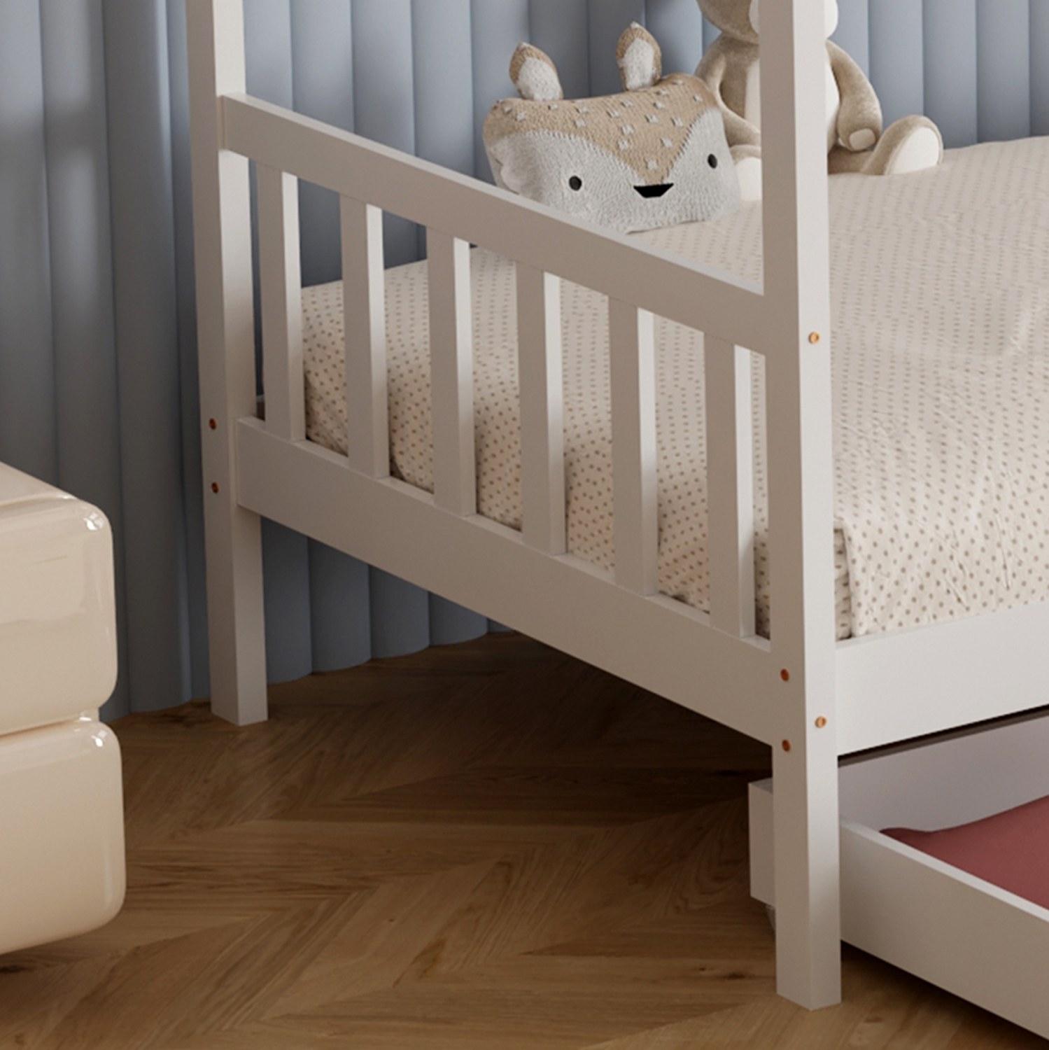 ΚΡΕΒΑΤΙ ΠΑΙΔΙΚΟ KLARICE HM680.03 τ.MONTESSORI-2 ΣΥΡΤΑΡΙΑ-ΞΥΛΟ ΠΕΥΚΟΥ ΛΕΥΚΟ-190x90εκ 6