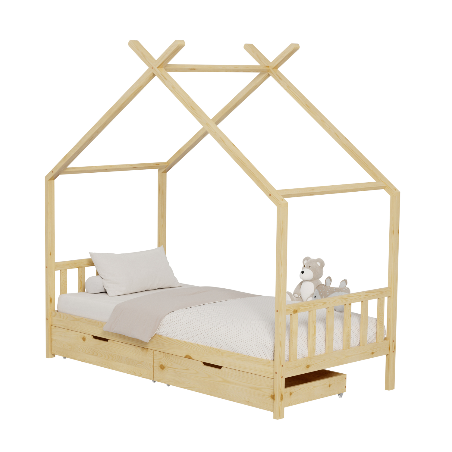 ΚΡΕΒΑΤΙ ΠΑΙΔΙΚΟ KLARICE HM680.01 τ.MONTESSORI-2 ΣΥΡΤΑΡΙΑ-ΞΥΛΟ ΠΕΥΚΟ ΦΥΣΙΚΟ-190x90εκ 1