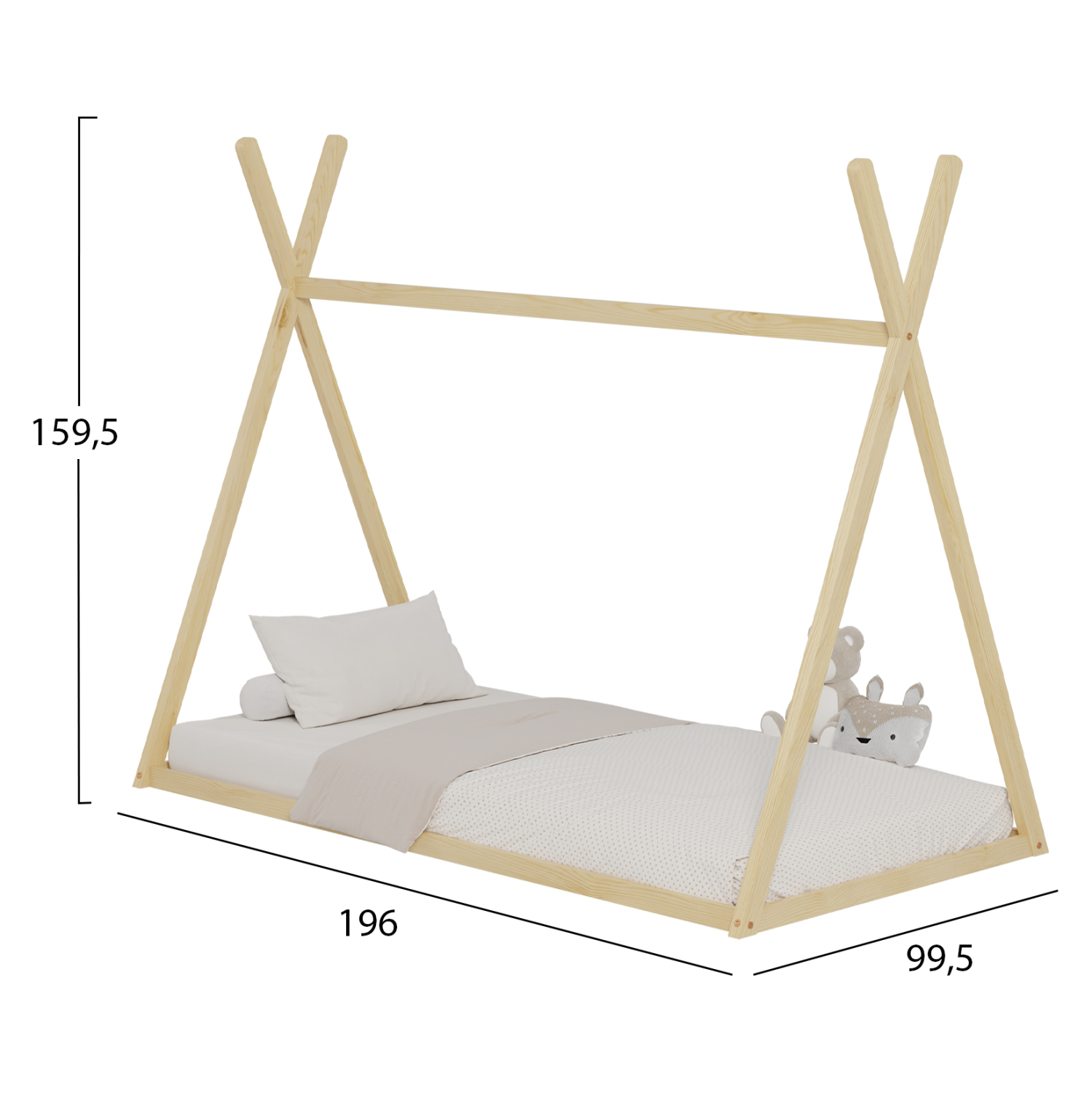ΚΡΕΒΑΤΙ ΠΑΙΔΙΚΟ MUNK HM681.01 τ.MONTESSORI ΜΑΣΙΦ ΞΥΛΟ ΠΕΥΚΟΥ ΦΥΣΙΚΟ- 190x90εκ 3