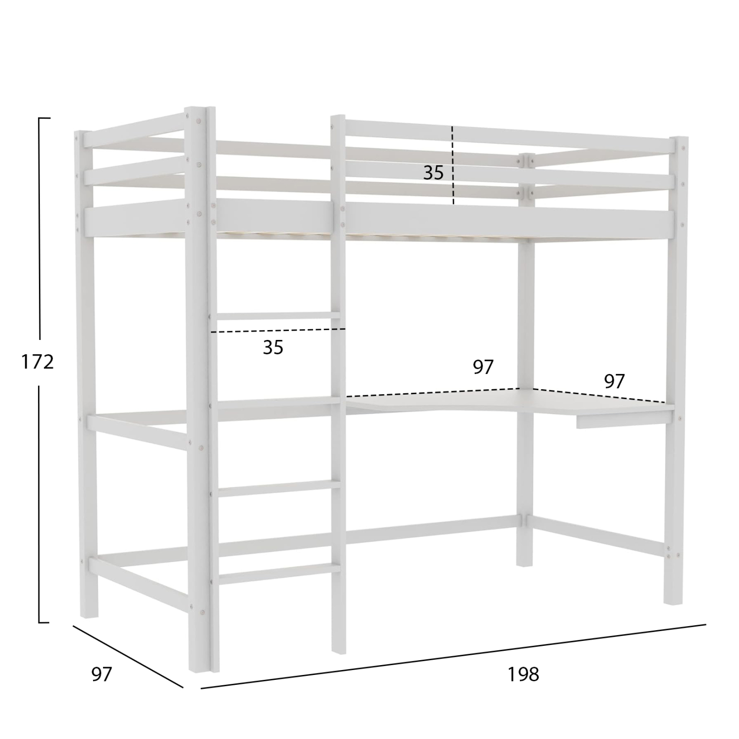 ΠΑΙΔΙΚΟ ΚΡΕΒΑΤΙ ΚΟΥΚΕΤΑ ΜΕ ΓΡΑΦΕΙΟ AKRON HM702.03 ΞΥΛΟ ΠΕΥΚΟΥ ΛΕΥΚΟ-ΣΤΡΩΜΑ 90x190εκ 2