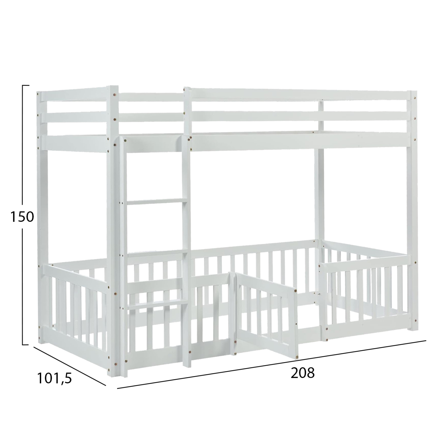 ΠΑΙΔΙΚΗ ΚΟΥΚΕΤΑ τ.MONTESSORI ΜΕ ΠΑΡΚΑΚΙ PLAYKID HM703.03 ΞΥΛΟ ΠΕΥΚΟΥ ΛΕΥΚΟ ΓΙΑ 190x90εκ 3