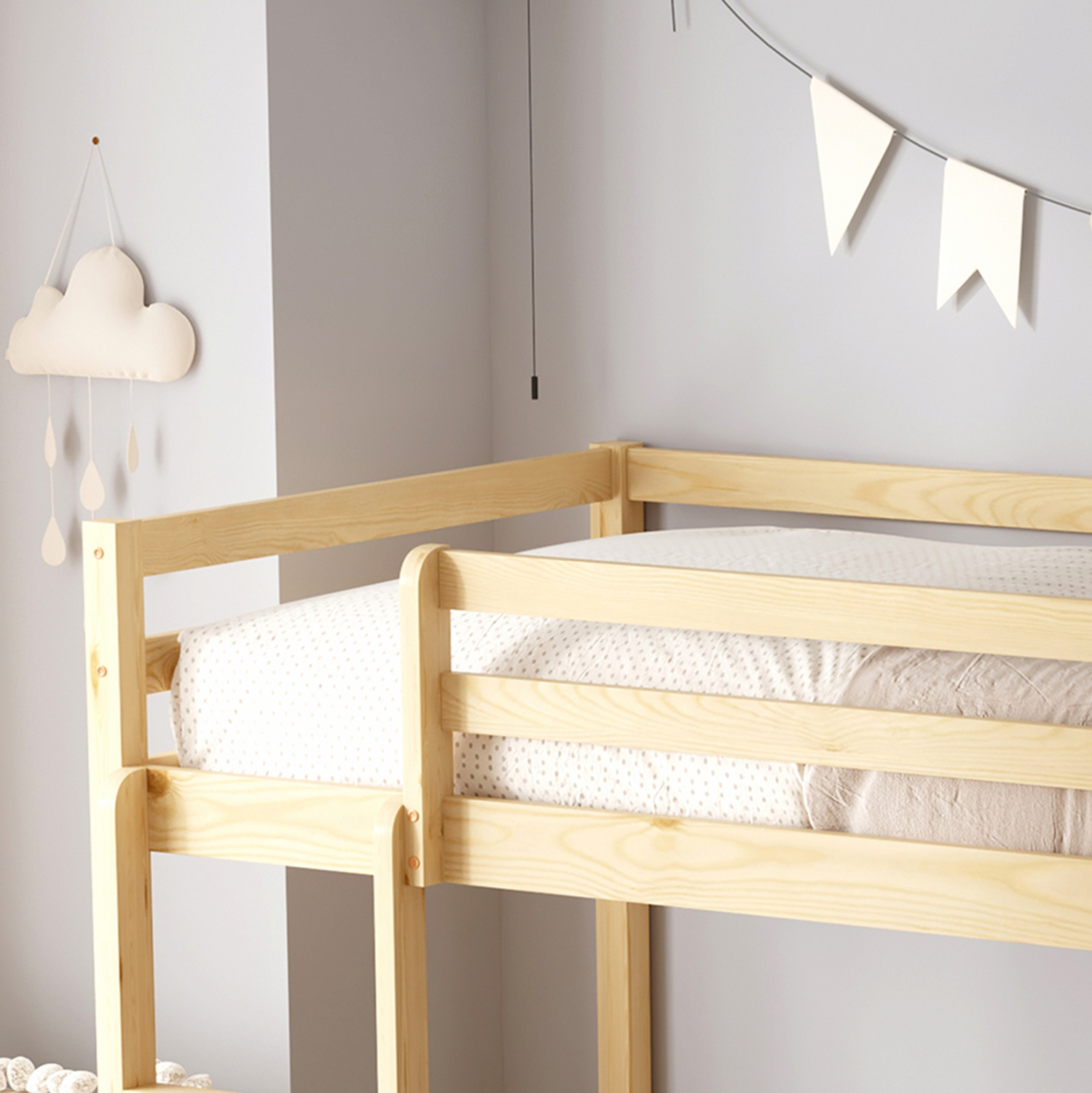 ΠΑΙΔΙΚΗ ΚΟΥΚΕΤΑ τ.MONTESSORI ΜΕ ΠΑΡΚΑΚΙ PLAYKID HM703.01 ΞΥΛΟ ΠΕΥΚΟΥ ΦΥΣΙΚΟ ΓΙΑ 190x90εκ 6