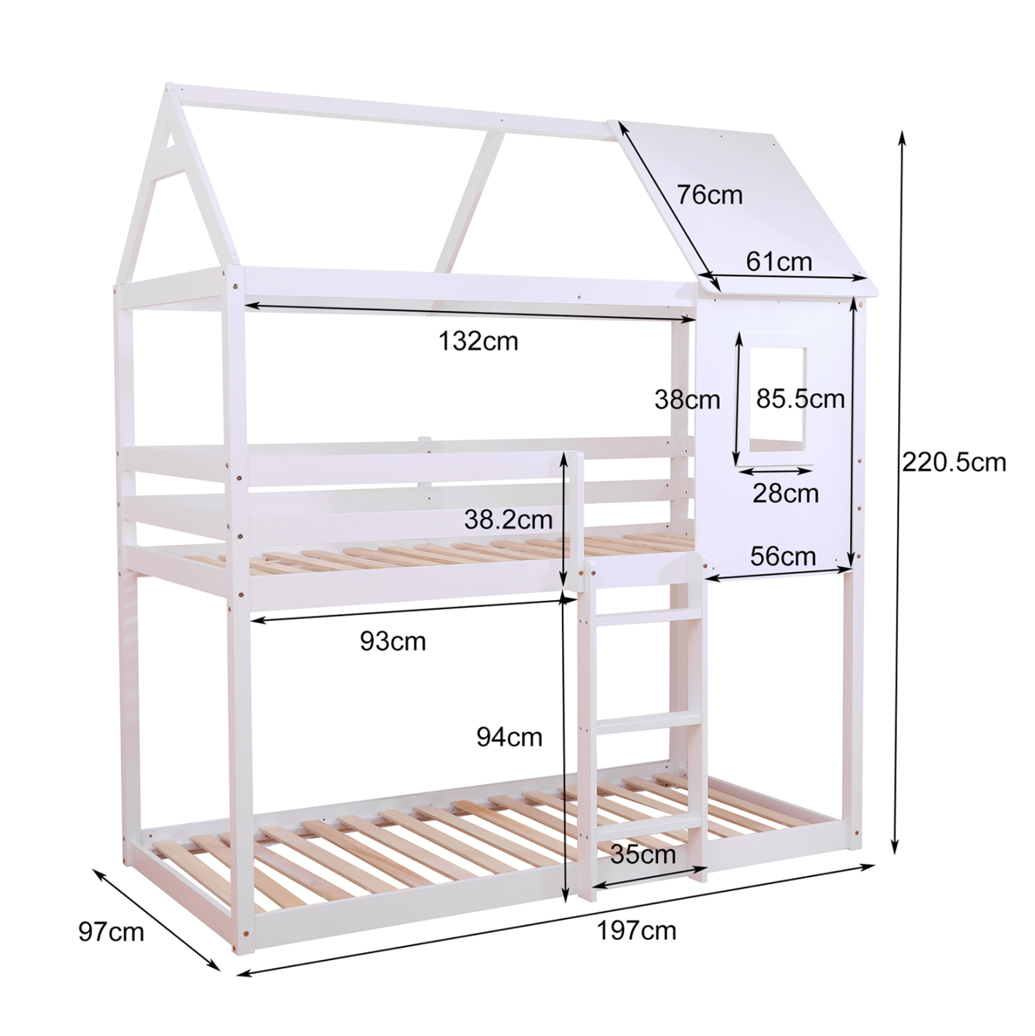 ΠΑΙΔΙΚΗ ΚΟΥΚΕΤΑ ΣΠΙΤΑΚΙ  τ.MONTESSORI HOOD HM705.03 ΞΥΛΟ ΠΕΥΚΟΥ ΣΕ ΛΕΥΚΟ-ΣΤΡΩΜΑΤΑ 190x90εκ 2