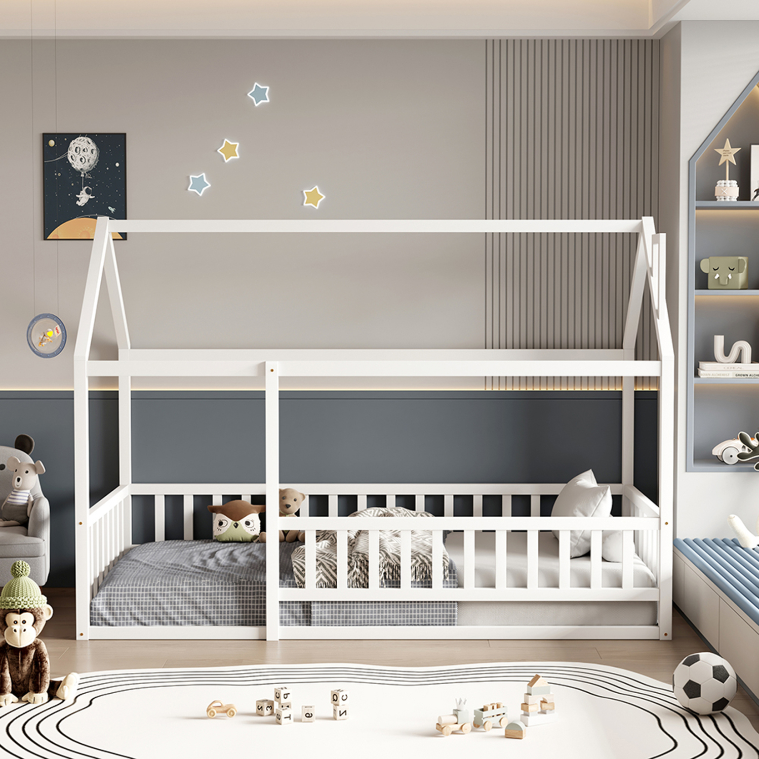 ΚΡΕΒΑΤΙ ΠΑΙΔΙΚΟ ΜΕ ΚΑΓΚΕΛΟ HOUSER HM706.03 τ.MONTESSORI ΞΥΛΟ ΠΕΥΚΟ ΛΕΥΚΟ-190x90εκ 4