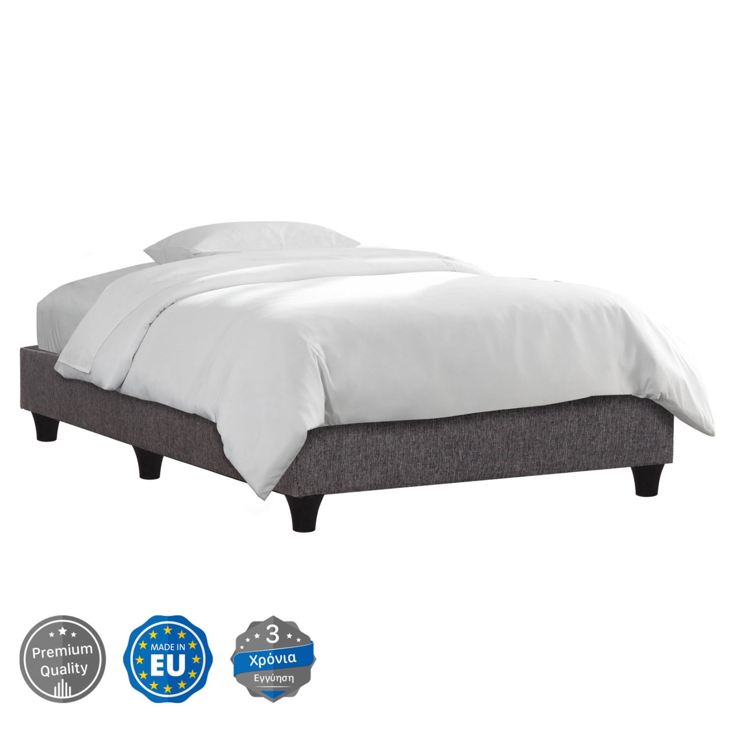 ΚΡΕΒΑΤΙ-ΥΠΟΣΤΡΩΜΑ SIGGY HM722.10 ΧΩΡΙΣ ΑΠΟΘ.ΧΩΡΟ--ΓΚΡΙ ΥΦΑΣΜΑ--ΓΙΑ 90Χ200εκ. 1