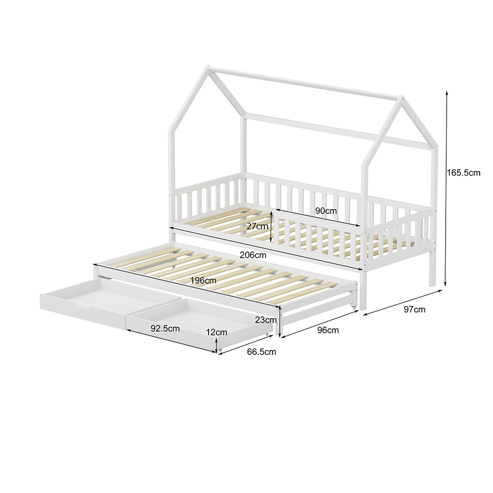 ΠΑΙΔΙΚΟ ΚΡΕΒΑΤΙ 3 ΣΕ 1 PHYLLIS HM723.03 ΞΥΛΟ ΠΕΥΚΟΥ ΛΕΥΚΟ 206x97x166Υεκ. 3