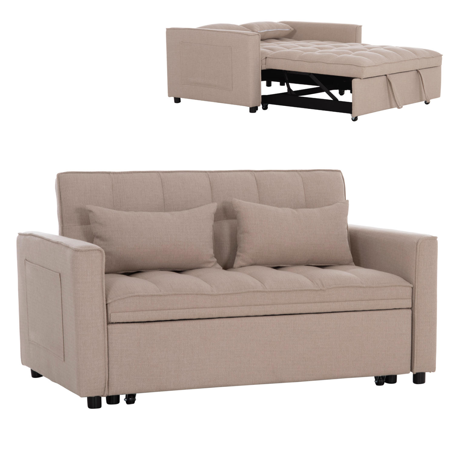 ΚΑΝΑΠΕΣ ΚΡΕΒΑΤΙ 2-ΘΕΣΙΟΣ BORG HM3289.03 ΜΠΕΖ ΥΦΑΣΜΑ 140x100x80Υεκ 1