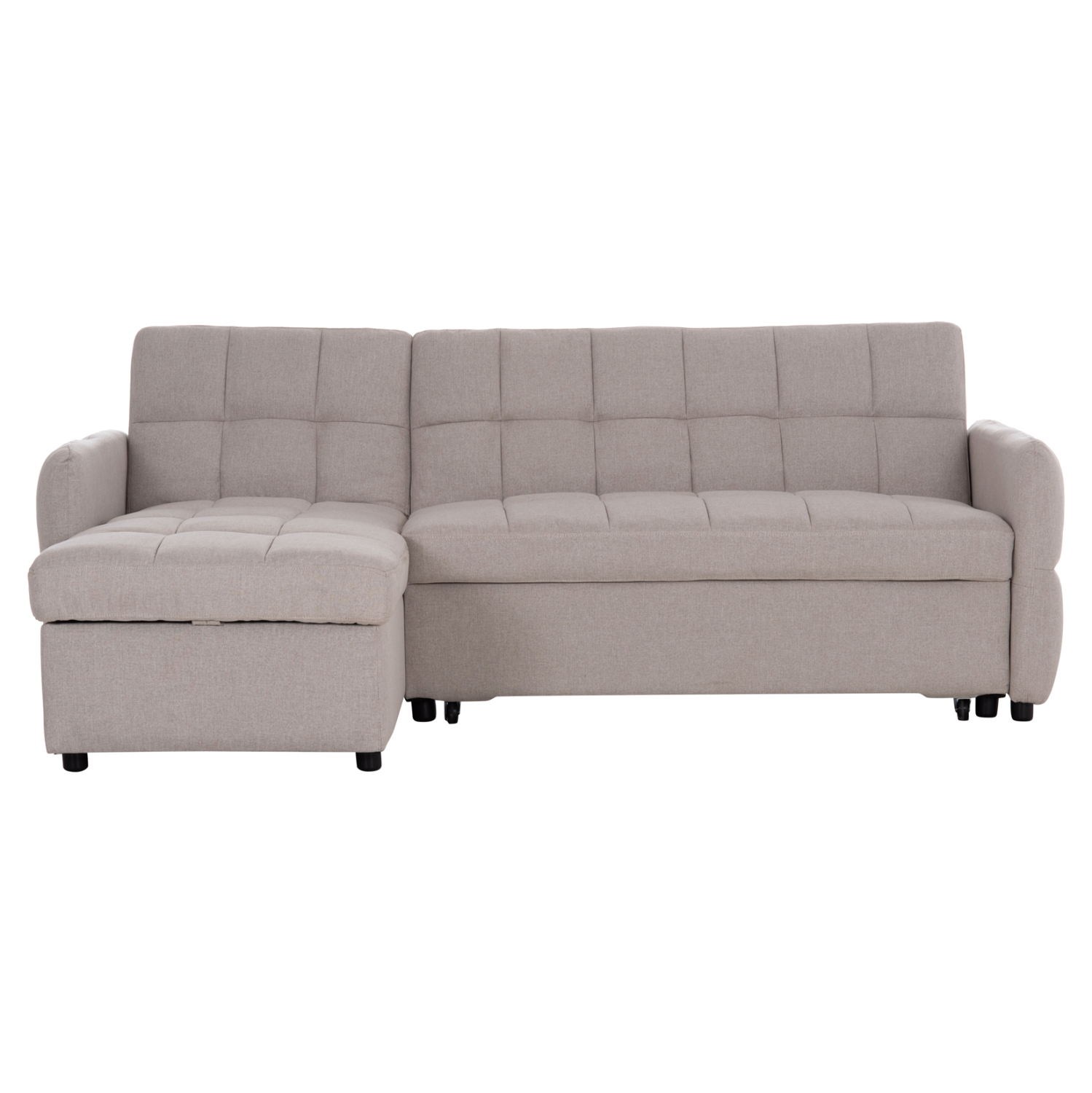 ΓΩΝΙΑΚΟΣ ΚΑΝΑΠΕΣ-ΚΡΕΒΑΤΙ ΑΝΑΣΤΡΕΨΙΜΟΣ NEZU HM3294.02 ΜΠΕΖ ΥΦΑΣΜΑ 210x140x78Υεκ. 4