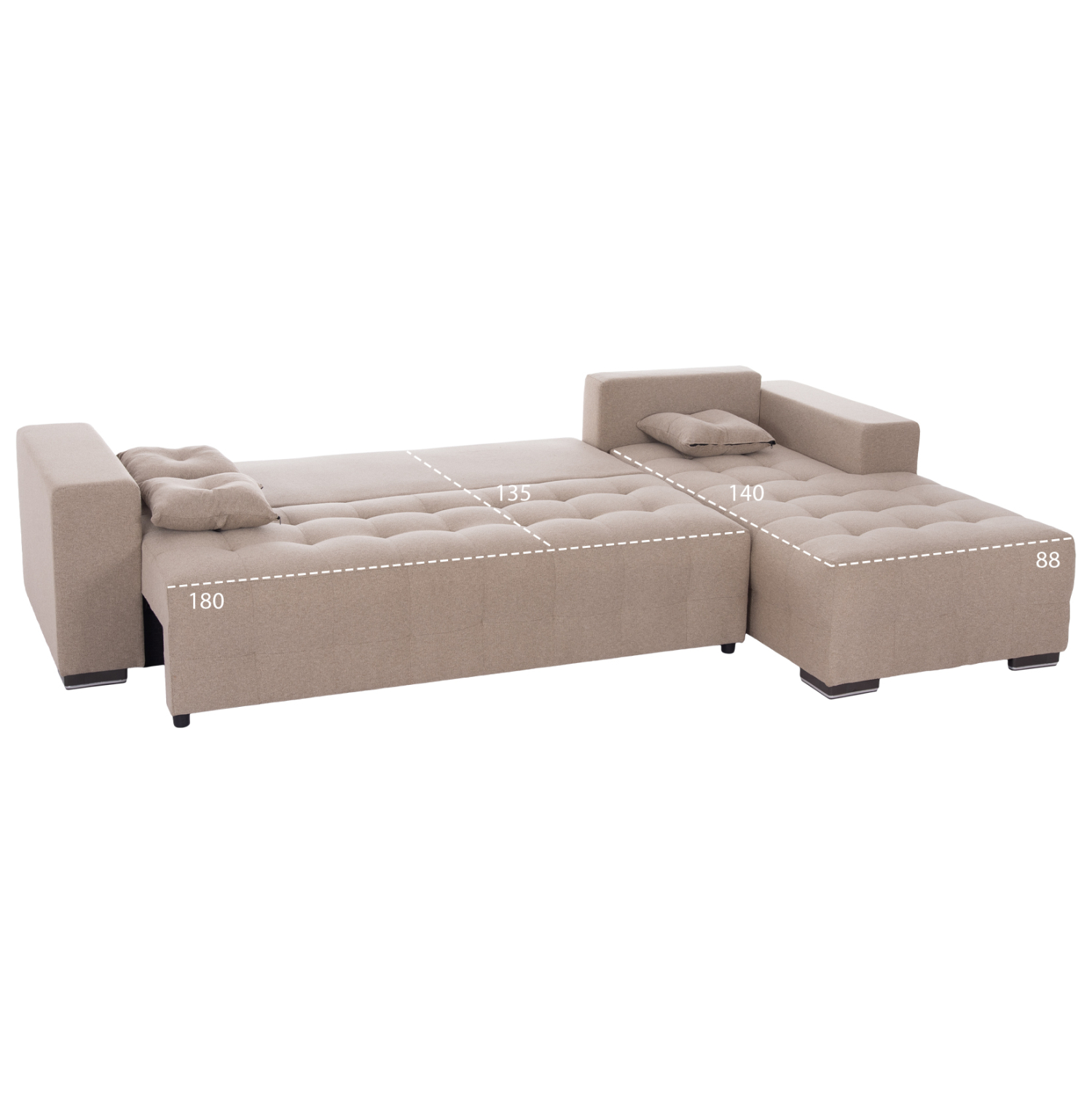 ΓΩΝΙΑΚΟΣ ΚΑΝΑΠΕΣ-ΚΡΕΒΑΤΙ ΜΕ ΑΠΟΘ.ΧΩΡΟ TRENDSTON HM3302.03R ΜΠΕΖ ΥΦΑΣΜΑ 298x177x95Υεκ 3