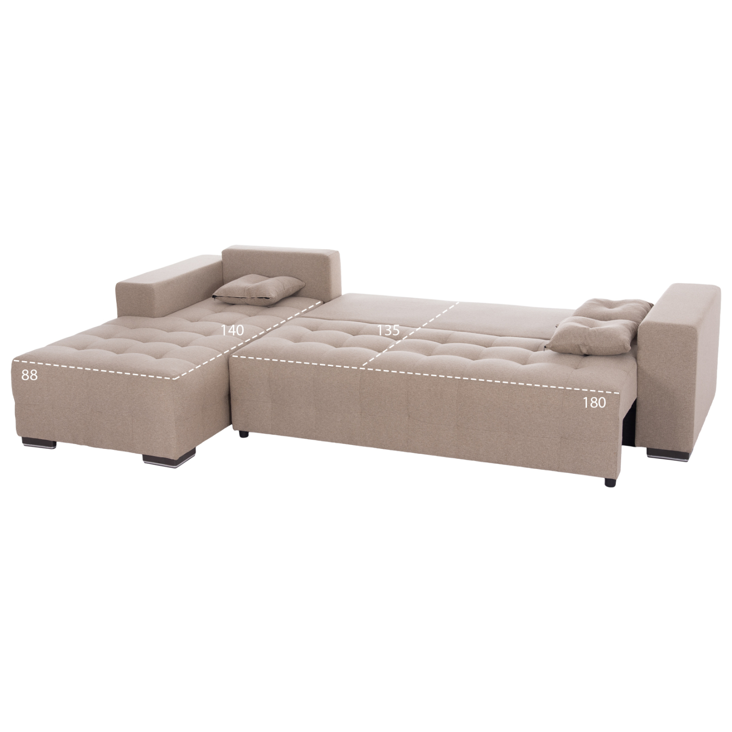 ΓΩΝΙΑΚΟΣ ΚΑΝΑΠΕΣ-ΚΡΕΒΑΤΙ ΜΕ ΑΠΟΘ.ΧΩΡΟ TRENDSTON HM3302.03L ΜΠΕΖ ΥΦΑΣΜΑ 298x177x95Υεκ 3