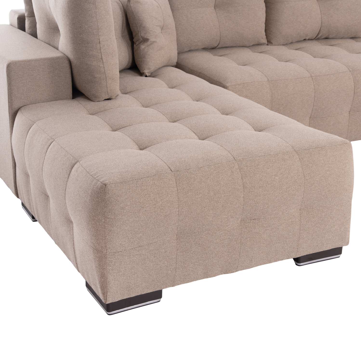 ΓΩΝΙΑΚΟΣ ΚΑΝΑΠΕΣ-ΚΡΕΒΑΤΙ ΜΕ ΑΠΟΘ.ΧΩΡΟ TRENDSTON HM3302.03L ΜΠΕΖ ΥΦΑΣΜΑ 298x177x95Υεκ 9