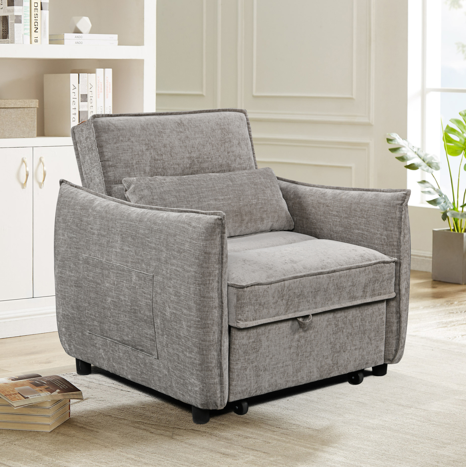 ΠΟΛΥΘΡΟΝΑ-ΚΡΕΒΑΤΙ ORYN HM3307.03 ΜΠΕΖ ΥΦΑΣΜΑ 89x85x84Υεκ. 2