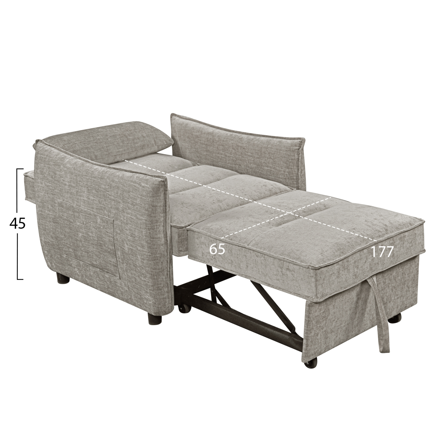 ΠΟΛΥΘΡΟΝΑ-ΚΡΕΒΑΤΙ ORYN HM3307.03 ΜΠΕΖ ΥΦΑΣΜΑ 89x85x84Υεκ. 4