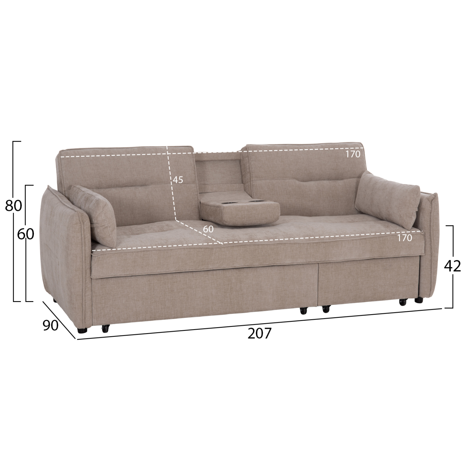 ΚΑΝΑΠΕΣ ΚΡΕΒΑΤΙ (ΓΩΝΙΑ) ΠΟΛΥΜΟΡΦΙΚΟΣ 3-ΘΕΣΙΟΣ VELAR HM3305.03 ΜΠΕΖ ΥΦΑΣΜΑ 207x90x80Υεκ. 2