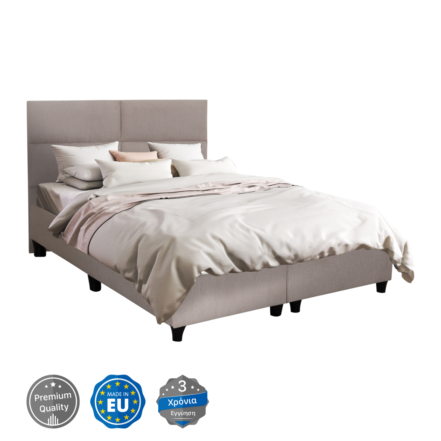 ΚΡΕΒΑΤΙ MILO HM616.32 ΜΠΕΖ ΥΦΑΣΜΑ ΓΙΑ ΣΤΡΩΜΑ 160x200εκ 1