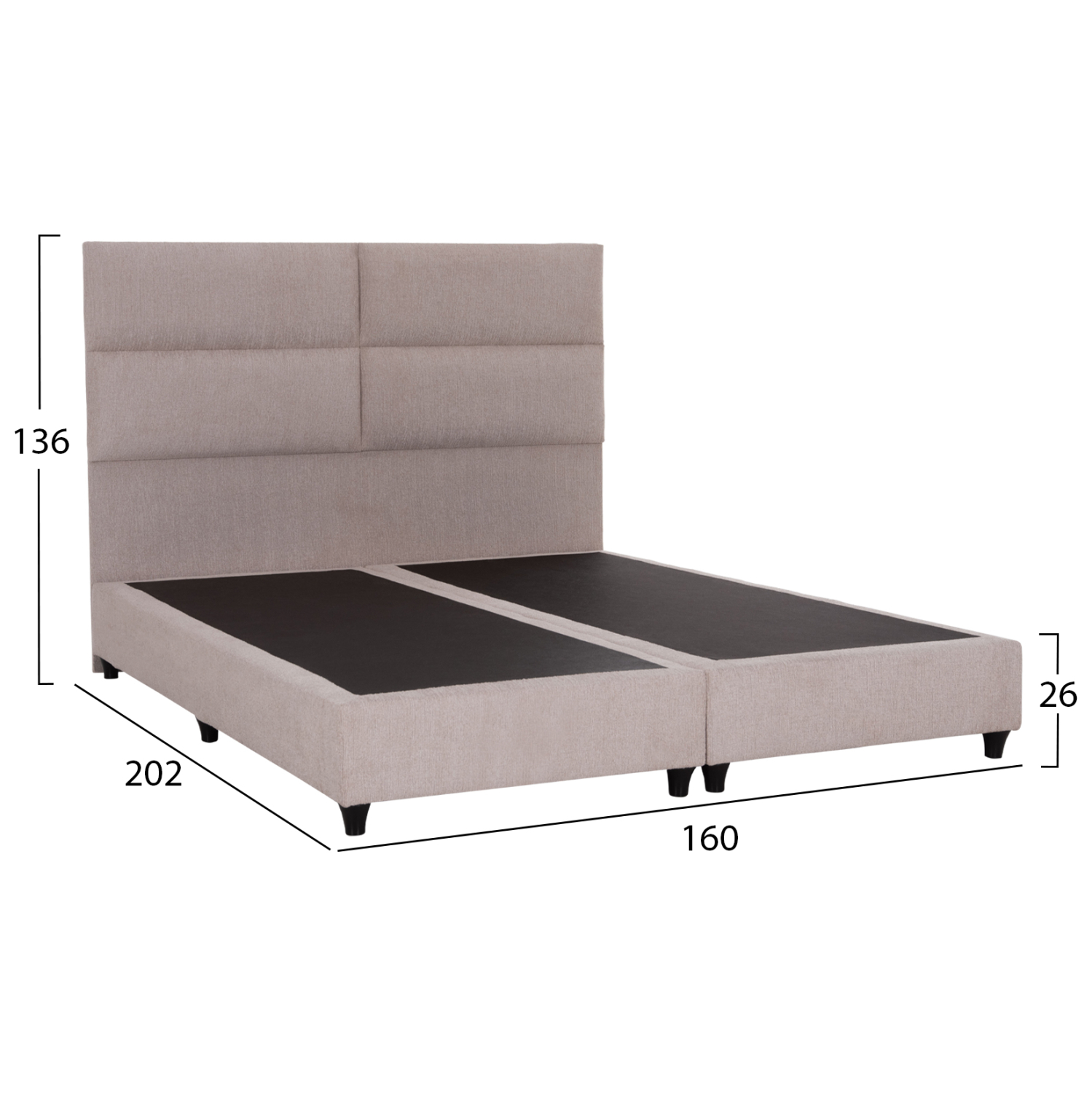 ΚΡΕΒΑΤΙ MILO HM616.32 ΜΠΕΖ ΥΦΑΣΜΑ ΓΙΑ ΣΤΡΩΜΑ 160x200εκ 3