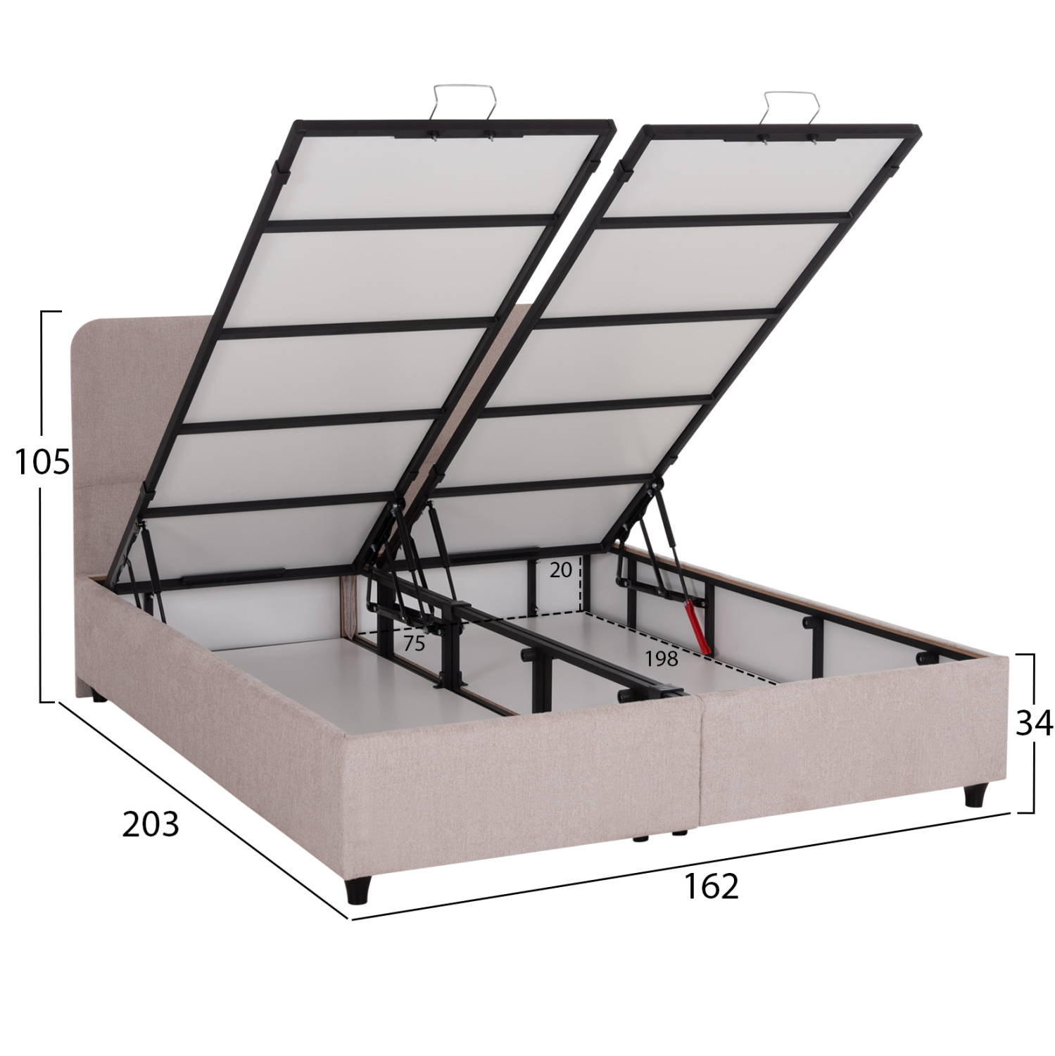 ΚΡΕΒΑΤΙ ΜΕ ΑΠΟΘ.ΧΩΡΟ DOLORES HM631.32 ΜΠΕΖ ΥΦΑΣΜΑ- ΓΙΑ ΣΤΡΩΜΑ 160x200εκ 3