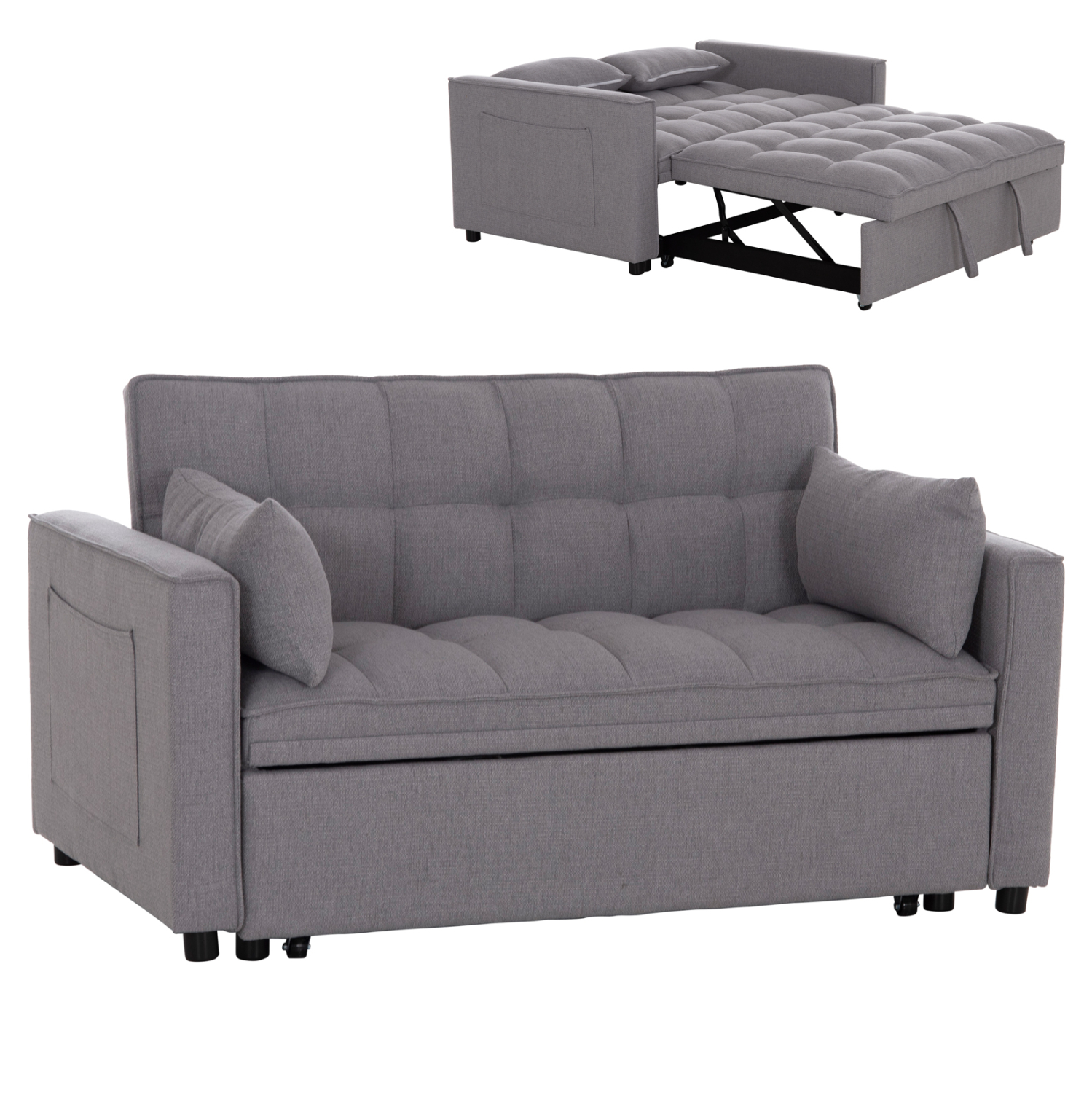 ΚΑΝΑΠΕΣ ΚΡΕΒΑΤΙ 2-ΘΕΣΙΟΣ BORG HM3289.11 ΓΚΡΙ ΥΦΑΣΜΑ 140x100x80Υεκ 1