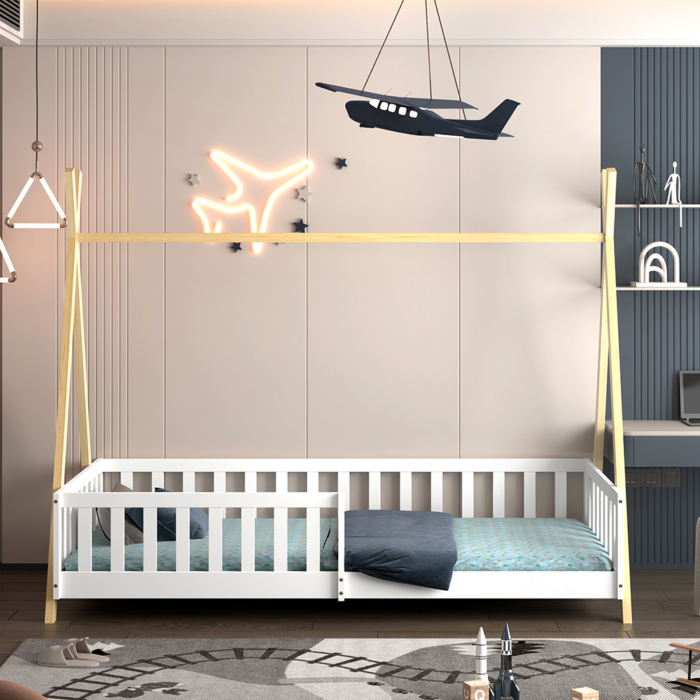 ΚΡΕΒΑΤΙ ΠΑΙΔΙΚΟ ΜΕ ΚΑΓΚΕΛΑ MUNK HM739.03 τ.MONTESSORI ΠΕΥΚΟ ΦΥΣΙΚΟ-ΛΕΥΚΟ--190x90εκ 4