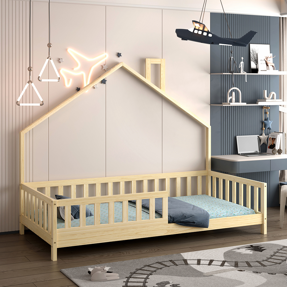 ΚΡΕΒΑΤΙ ΠΑΙΔΙΚΟ HOUSER HM740.01 τ.MONTESSORI ΞΥΛΟ ΠΕΥΚΟ ΦΥΣΙΚΟ--ΓΙΑ 190x90εκ 2