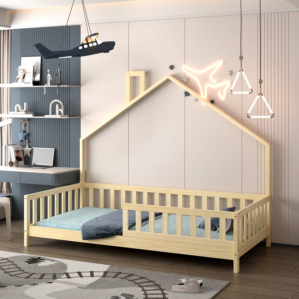 ΚΡΕΒΑΤΙ ΠΑΙΔΙΚΟ HOUSER HM740.01 τ.MONTESSORI ΞΥΛΟ ΠΕΥΚΟ ΦΥΣΙΚΟ--ΓΙΑ 190x90εκ 4