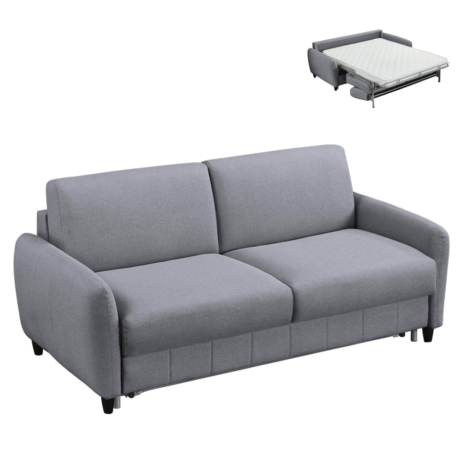 ΚΑΝΑΠΕΣ-ΚΡΕΒΑΤΙ ΜΕ ΑΝΑΔΙΠΛ.ΣΤΡΩΜΑ ETUDINE HM3311.01 ΓΚΡΙ ΥΦΑΣΜΑ 190x98x90Υεκ 1