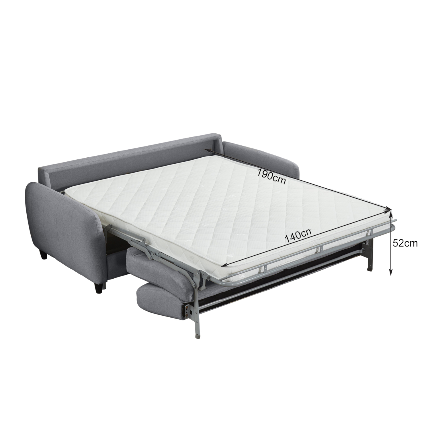 ΚΑΝΑΠΕΣ-ΚΡΕΒΑΤΙ ΜΕ ΑΝΑΔΙΠΛ.ΣΤΡΩΜΑ ETUDINE HM3311.01 ΓΚΡΙ ΥΦΑΣΜΑ 190x98x90Υεκ 3