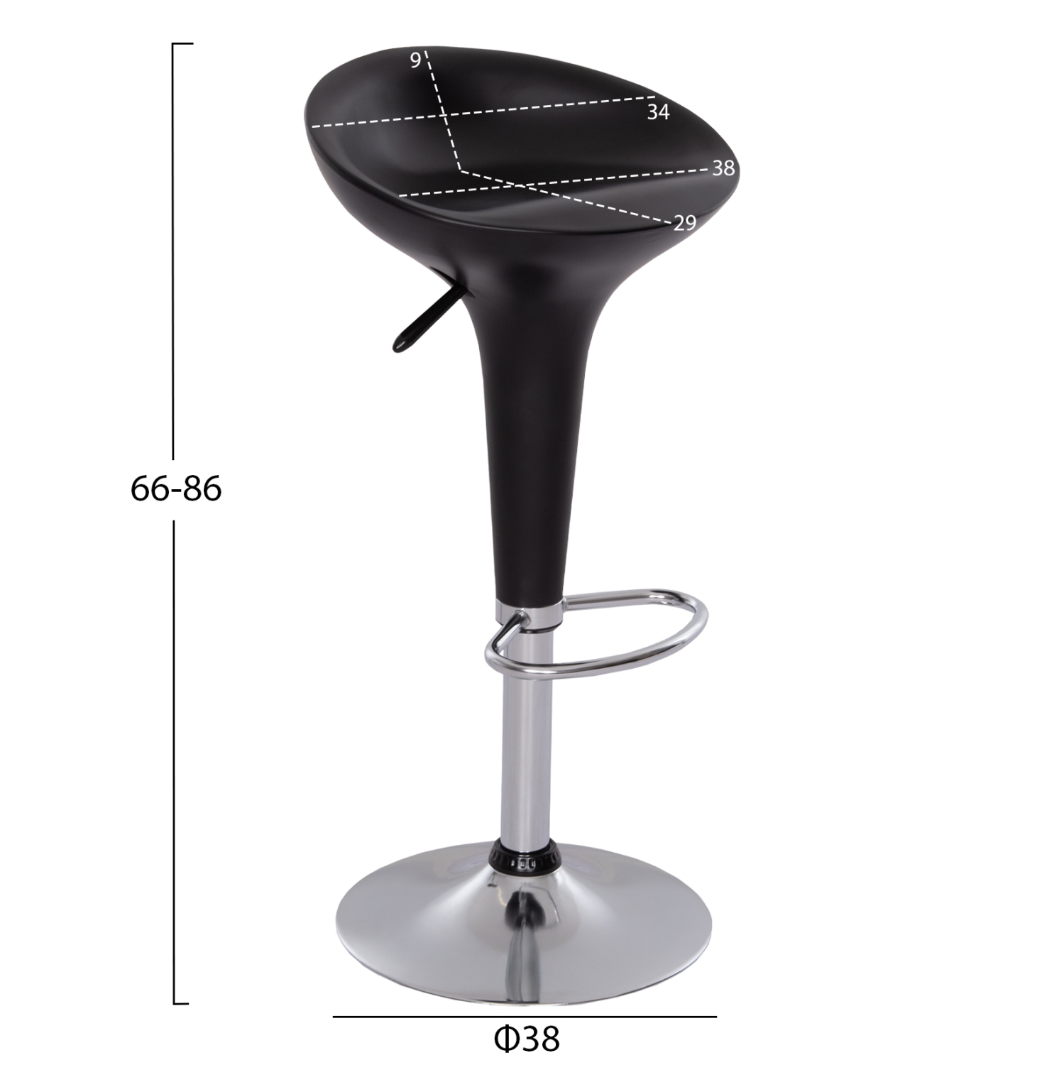 ΣΚΑΜΠΟ ΜΠΑΡ DAISY HM200.01 ΜΕ ΑΜΟΡΤΙΣΕΡ ΣΕ ΜΑΥΡΟ &amp; ΧΡΩΜΙΟ ΧΡΩΜΑ 43,5x38x86Υεκ 2