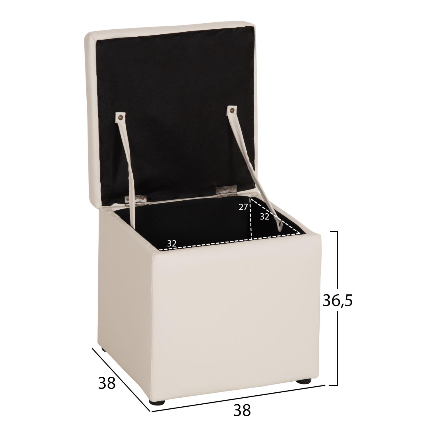 ΣΚΑΜΠΟ PRO CUBE HM224.02 PU ΜΕ ΑΠΟΘΗΚΕΥΤΙΚΟ ΧΩΡΟ- ΛΕΥΚΟ 38x38x36,5Υεκ. 2