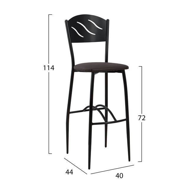 ΣΚΑΜΠΩ ΜΠΑΡ  ΜΑΥΡΟ ΜΕΤΑΛΛΙΚΟ ΚΥΜΑ ΜΕ PU ΚΑΦΕ 40x44x114 εκ 2