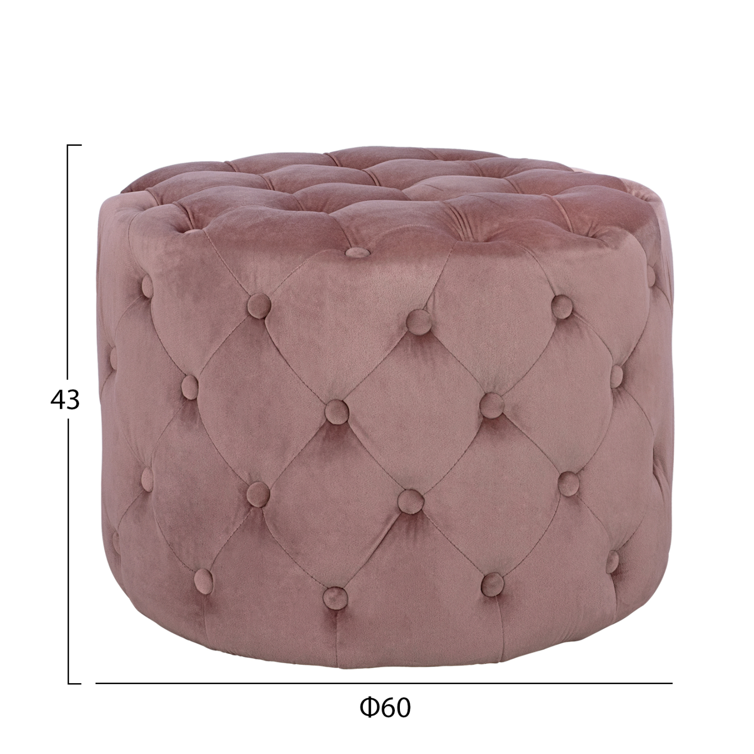 ΣΚΑΜΠΟ KASSIE  ΣΑΠΙΟ ΜΗΛΟ ΒΕΛΟΥΔΟ ΤΥΠΟΥ CHESTERFIELD HM8406.02 Φ60x43Υ εκ. 2