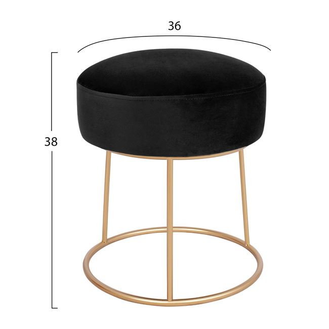 ΣΚΑΜΠΟ KARLO ΜΑΥΡΟ ΒΕΛΟΥΔΟ ΜΕ ΧΡΥΣΗ ΒΑΣΗ HM8411.04 Φ36x38Υ εκ. 2