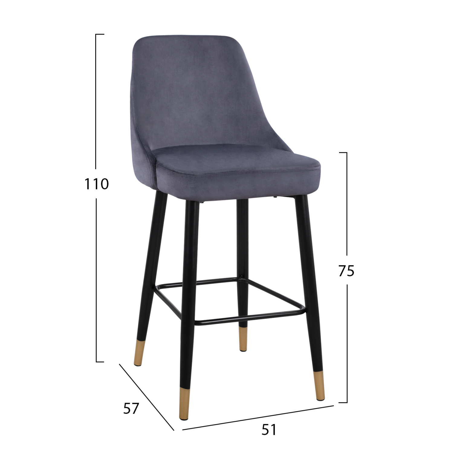 ΣΚΑΜΠΟ ΜΠΑΡ SERENITY HM8519.01 ΑΠΟ ΒΕΛΟΥΔΟ ΓΚΡΙ ΜΕ ΜΕΤΑΛΛΙΚΟ ΣΚΕΛΕΤΟ 51Χ57Χ110Υ εκ. 2