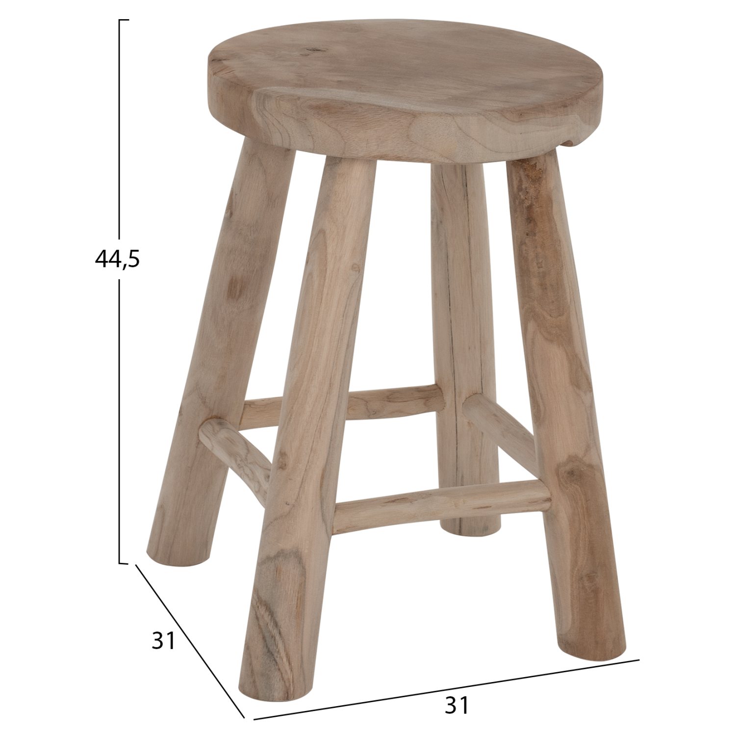 ΣΚΑΜΠΟ KONT HM9337 ΑΠΟ ΜΑΣΙΦ ΞΥΛΟ TΕΑK ΦΥΣΙΚΟ ΧΑΜΗΛΟΥ ΥΨΟΥΣ Φ35Χ45Υεκ. 2