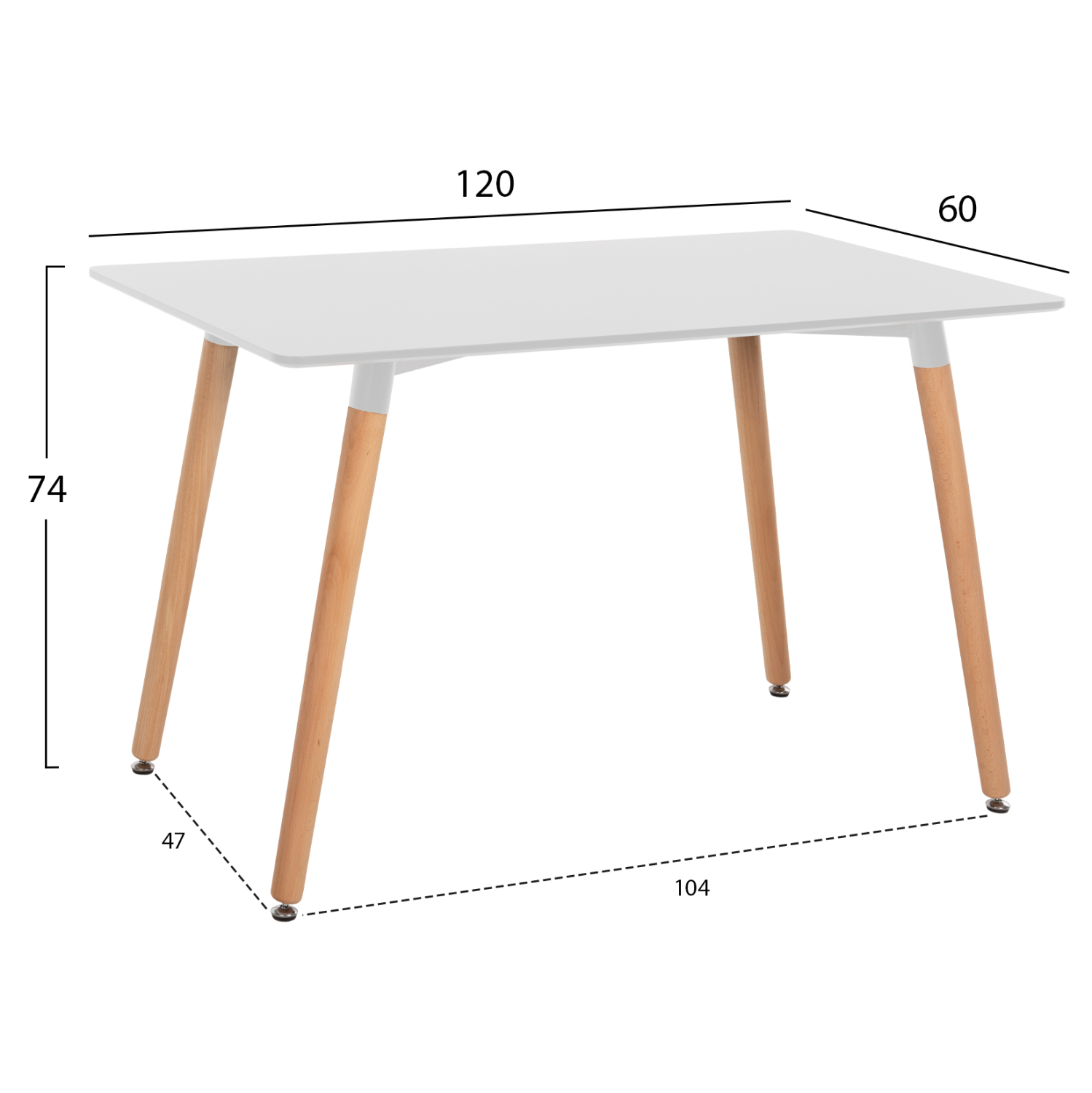 ΤΡΑΠΕΖΙ MINIMAL HM8581.01 ΛΕΥΚΟ MDF-ΠΟΔΙΑ ΟΞΙΑ ΣΕ ΦΥΣΙΚΟ ΧΡΩΜΑ- 120Χ60X74Υεκ. 2