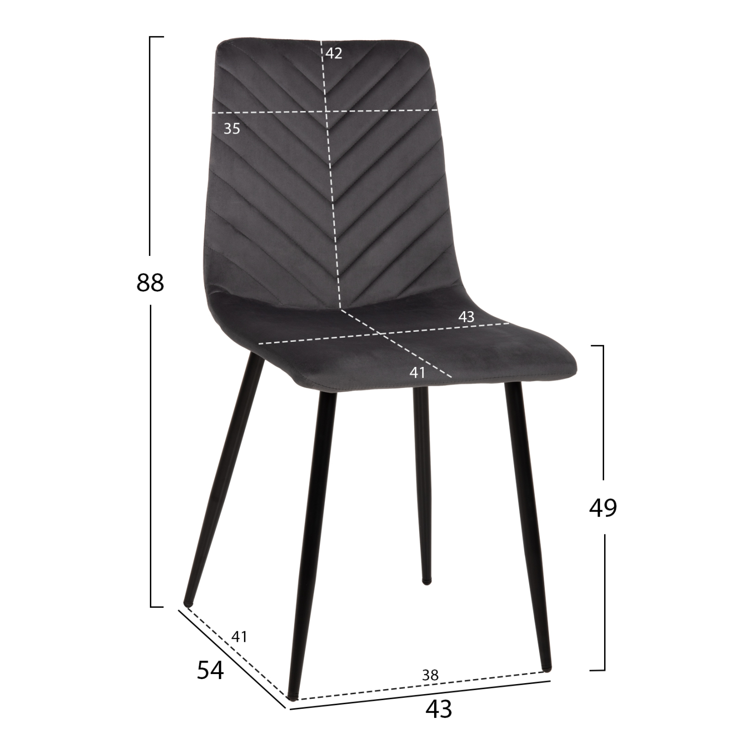 ΚΑΡΕΚΛΑ LATRELL HM8587.01 ΒΕΛΟΥΔΟ ΓΚΡΙ ΜΕ ΜΑΥΡΑ ΜΕΤΑΛΛΙΚΑ ΠΟΔΙΑ 43x54x88Υεκ. 2