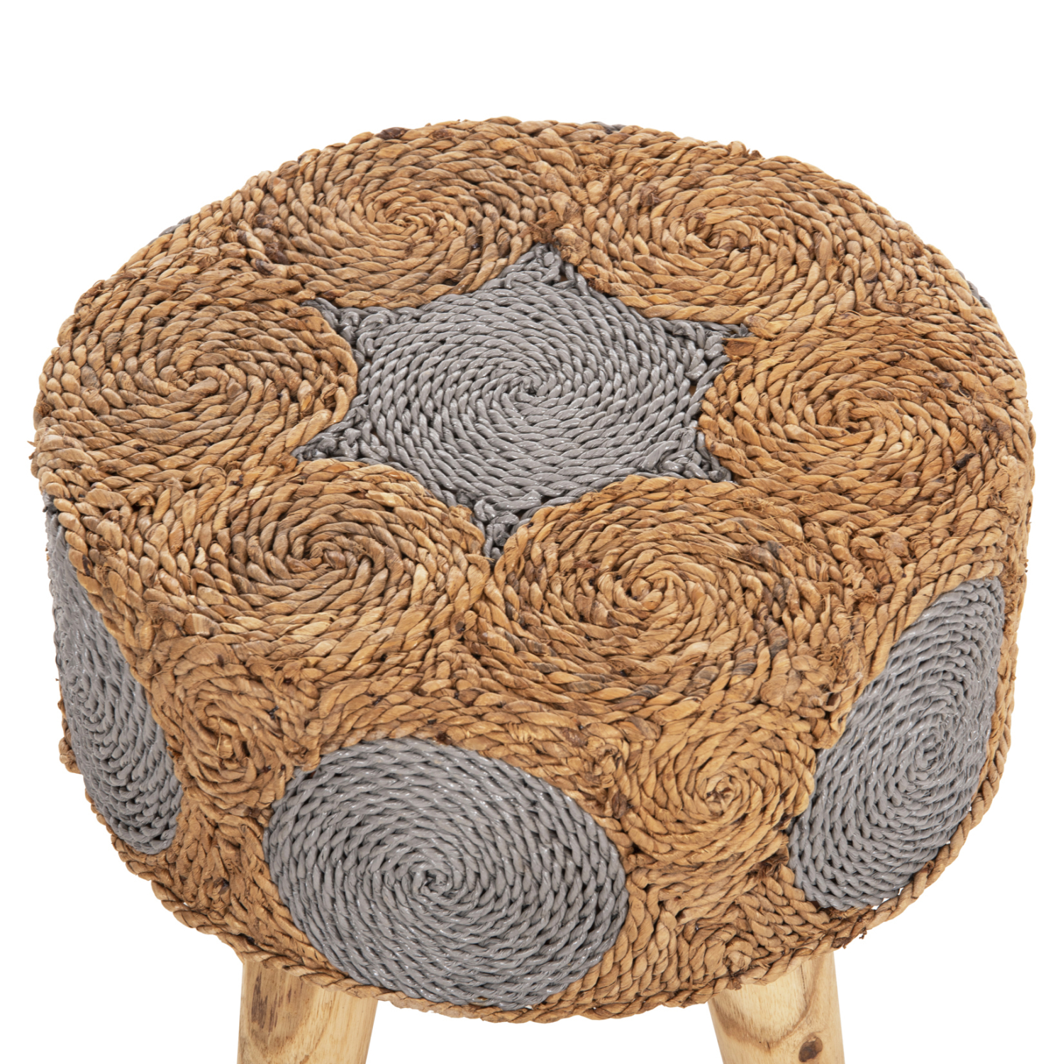 ΣΚΑΜΠΟ BEAM HM7826 ΞΥΛΟ ΤΕΑΚ ΚΑΙ SEAGRASS ΣΕ ΦΥΣΙΚΟ &amp; ΓΚΡΙ Φ43x45Yεκ. 4