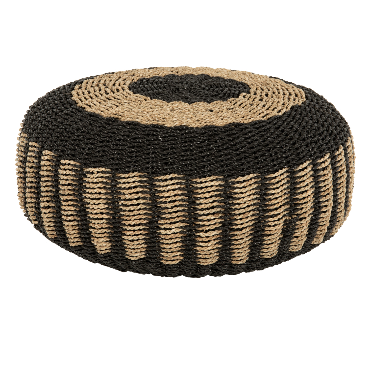 ΠΟΥΦ ΣΚΑΜΠΟ SARONI HM7851.02 SEAGRASS ΣΕ ΦΥΣΙΚΟ-ΜΑΥΡΟ ΧΡΩΜΑ Φ60x35Yεκ. 1