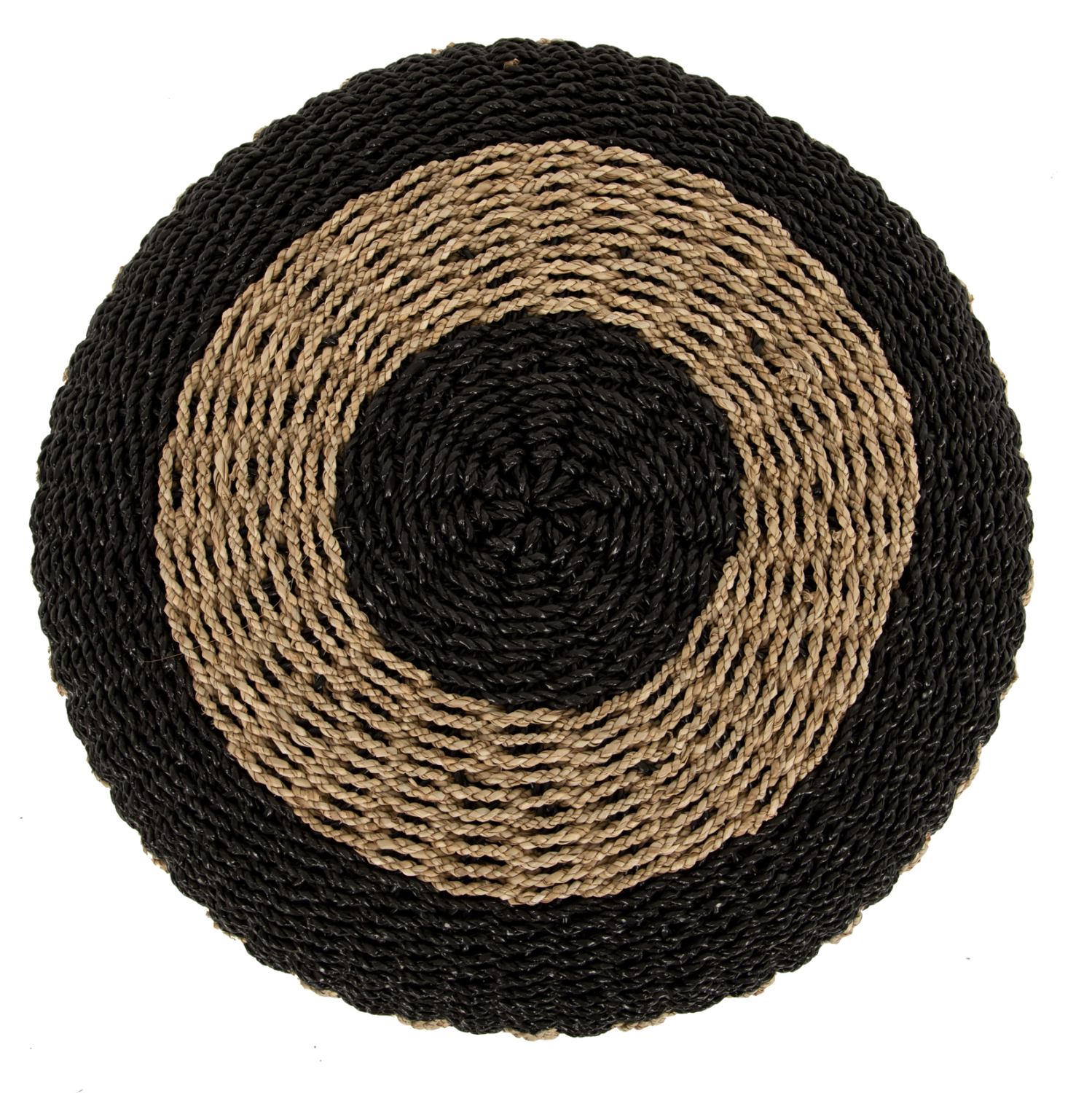 ΠΟΥΦ ΣΚΑΜΠΟ SARONI HM7851.02 SEAGRASS ΣΕ ΦΥΣΙΚΟ-ΜΑΥΡΟ ΧΡΩΜΑ Φ60x35Yεκ. 5