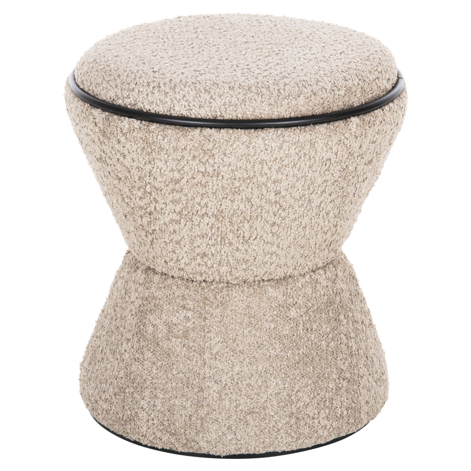 ΣΚΑΜΠΟ ΣΤΡΟΓΓΥΛΟ LINNER HM9604.08 ΜΠΟΥΚΛΕ ΥΦΑΣΜΑ ΜΠΕΖ-ΜΑΥΡΗ ΛΕΠΤΟΜΕΡΕΙΑ Φ38x44 εκ. 1