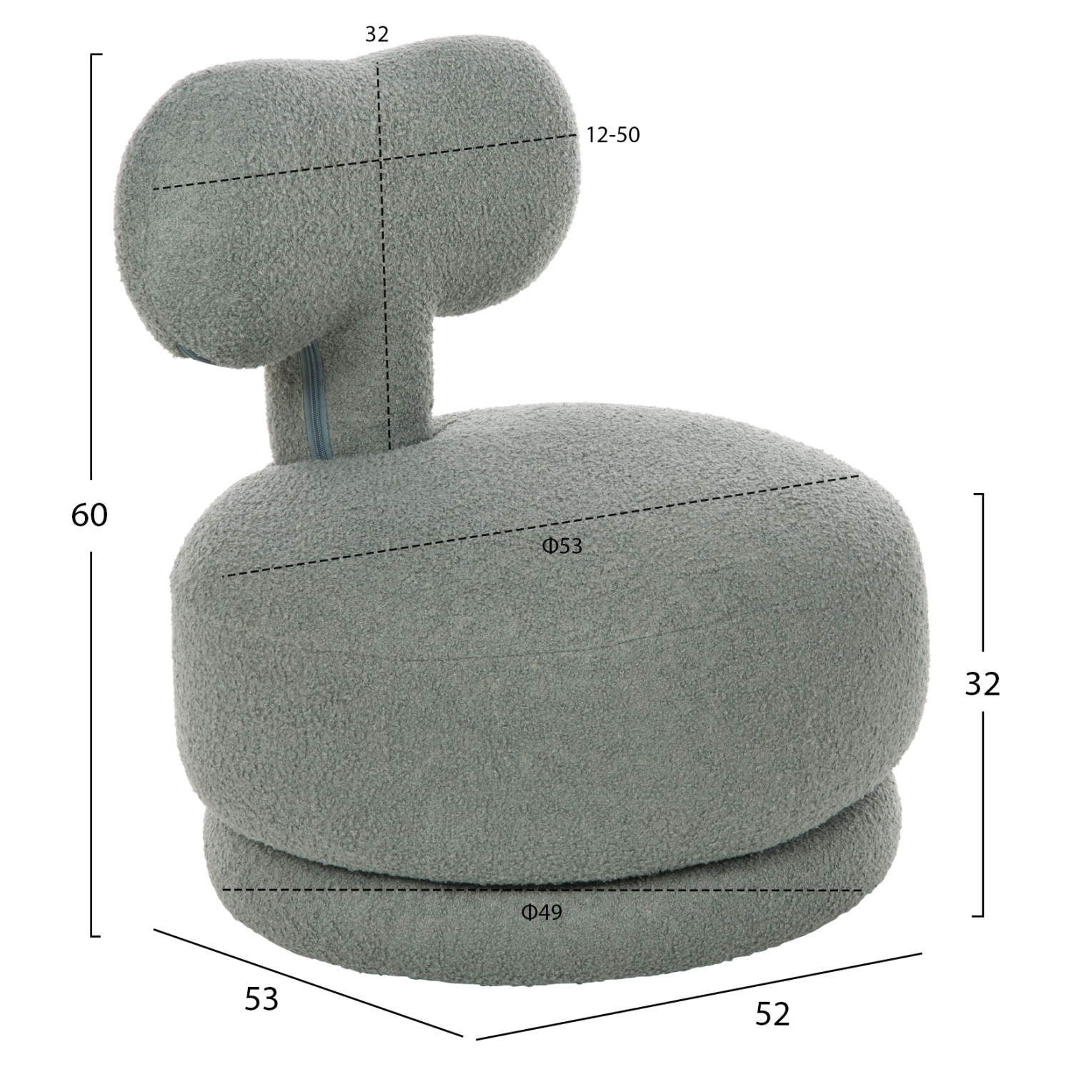 ΣΚΑΜΠΟ ΜΕ ΠΛΑΤΗ ΠΕΡΙΣΤΡΕΦΟΜΕΝΟ KRIVIO HM9775.07 ΦΥΣΤΙΚΙ TEDDY ΥΦΑΣΜΑ 52x53x60Yεκ. 2