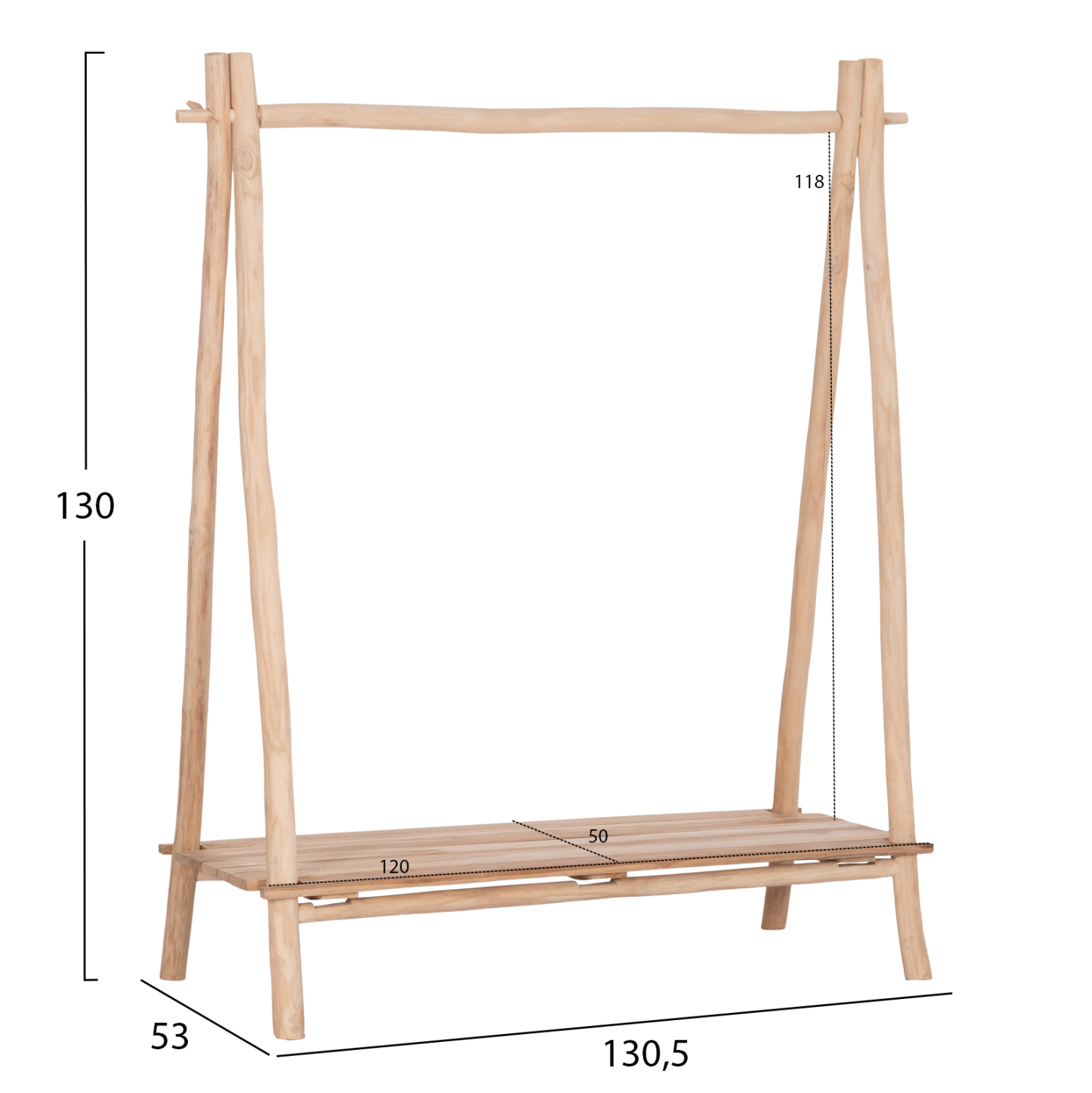 ΕΠΙΠΛΟ ΕΙΣΟΔΟΥ PERL HM9911 ΚΛΑΔΙΑ ΞΥΛΟΥ TEAK-ΦΥΣΙΚΟ 130,5x53x152Υεκ. 2
