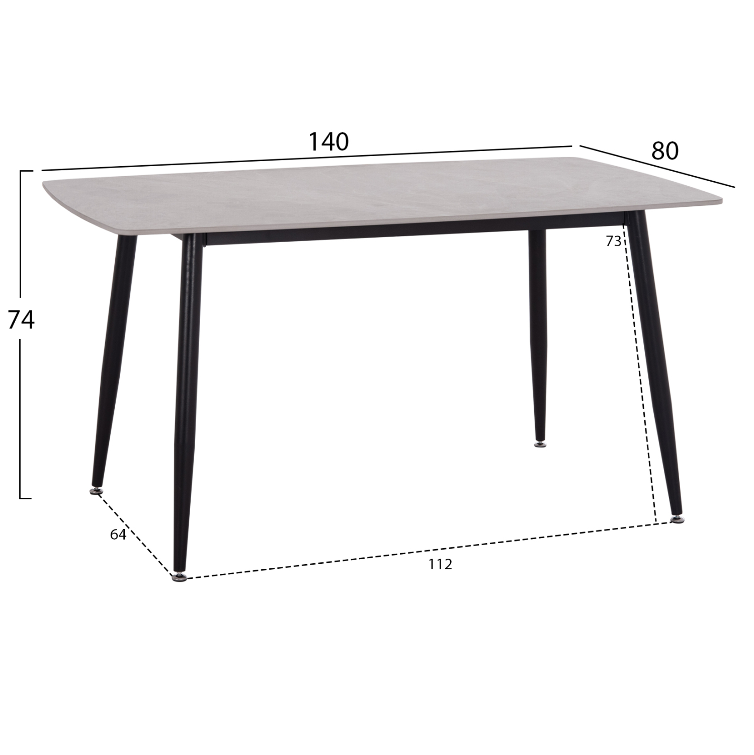 ΤΡΑΠΕΖΙ RAVEN HM18149.13 ΚΕΡΑΜΙΚΟ TOP ΜΕ ΟΨΗ ΓΚΡΙ ΜΑΡΜΑΡΟ 140x80x74Υεκ. 2