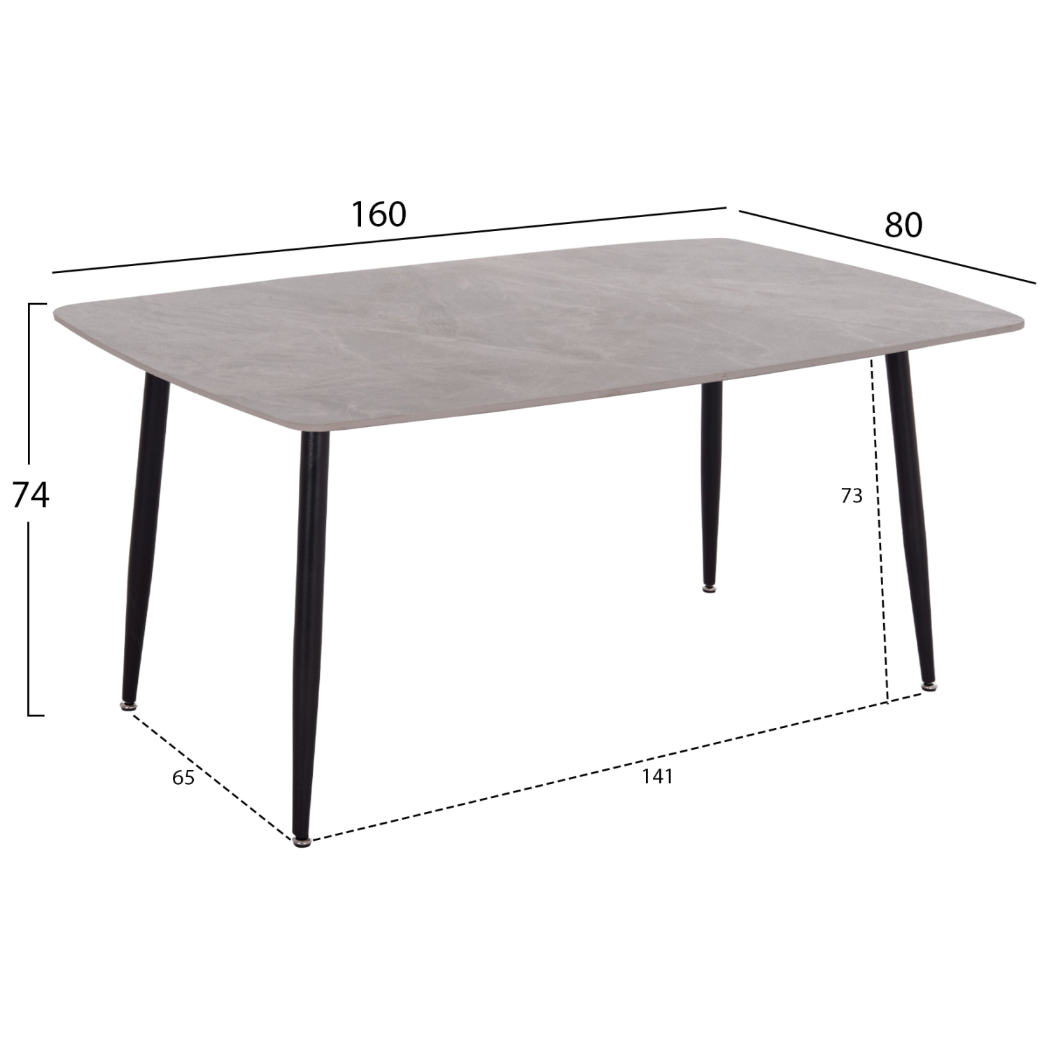 ΤΡΑΠΕΖΙ RAVEN HM18150.13 ΚΕΡΑΜΙΚΟ TOP ΜΕ ΟΨΗ ΓΚΡΙ ΜΑΡΜΑΡΟ 160x80x74Υεκ. 2