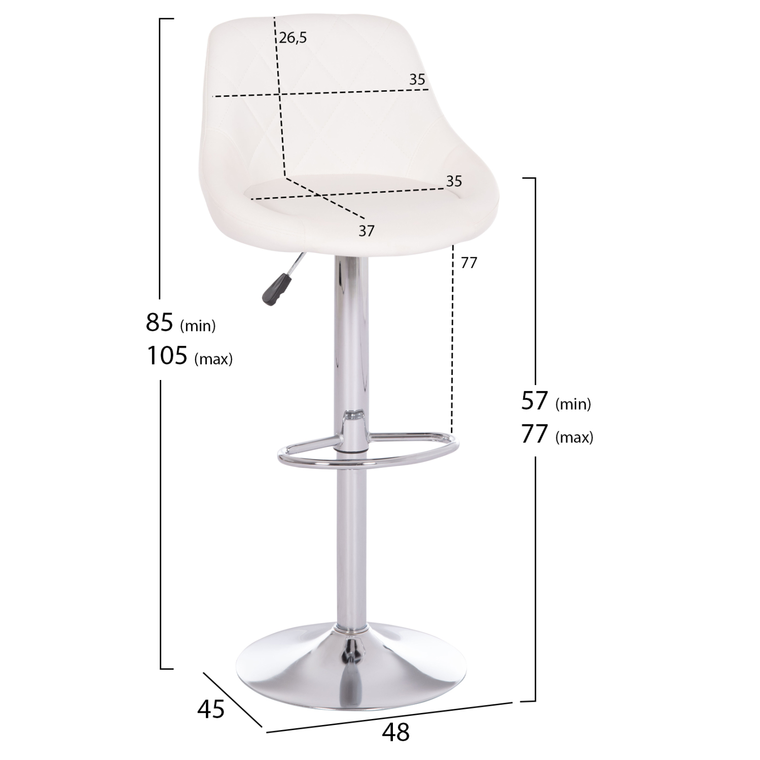 ΣΚΑΜΠΟ ΜΠΑΡ ROSE HM204.22 ΜΕ ΑΜΟΡΤΙΣΕΡ ΧΡΩΜΙΟΥ &amp; ΛΕΥΚΟ PU 48x45x105Υεκ. 2