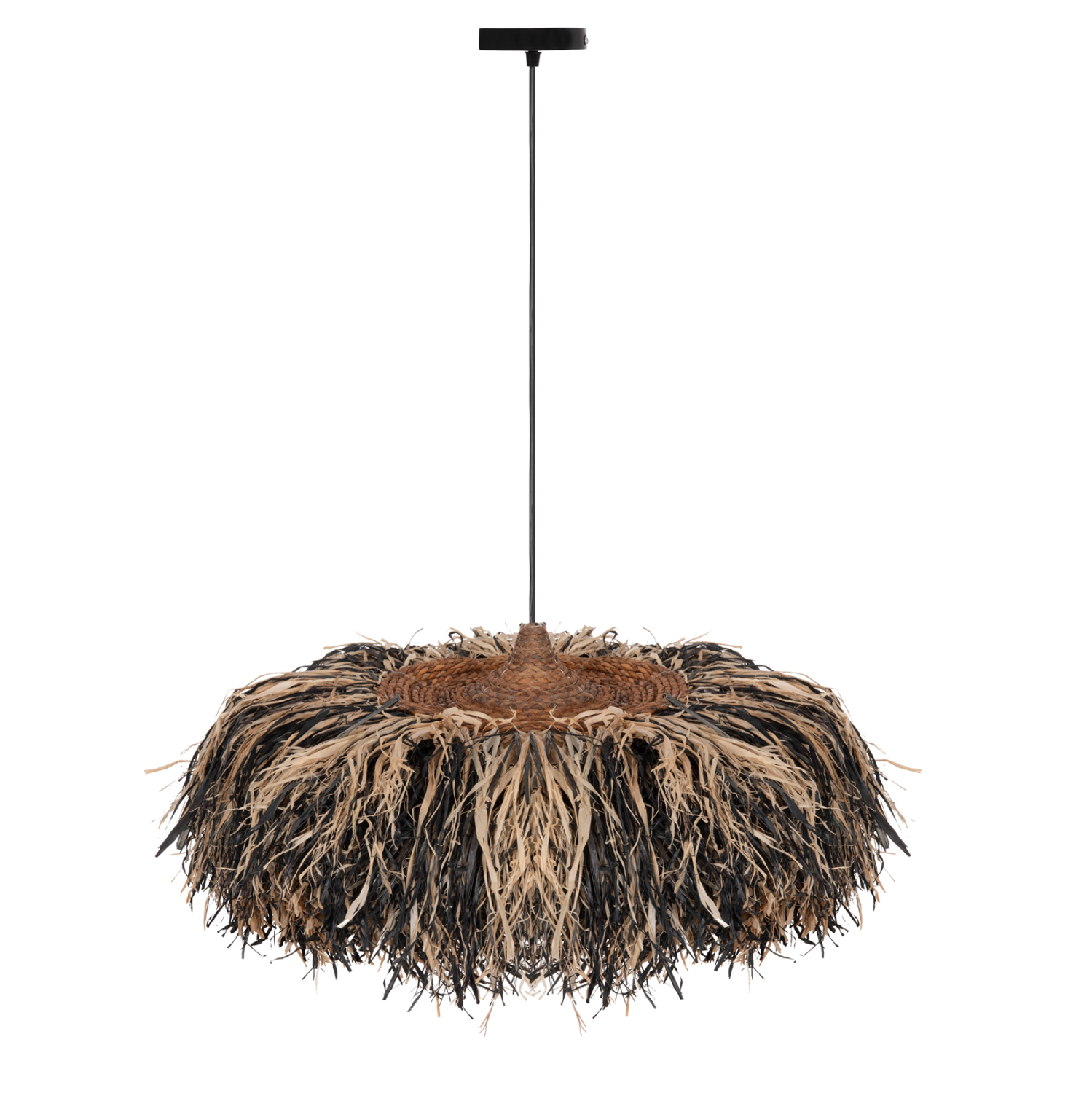 ΦΩΤΙΣΤΙΚΟ ΟΡΟΦΗΣ ORDEM HM4715 ΚΑΠΕΛΟ ΙΝΕΣ SISAL &amp; ΜΠΑΝΑΝΑΣ-ΜΑΥΡΟ &amp; ΦΥΣΙΚΟ Φ75εκ 1