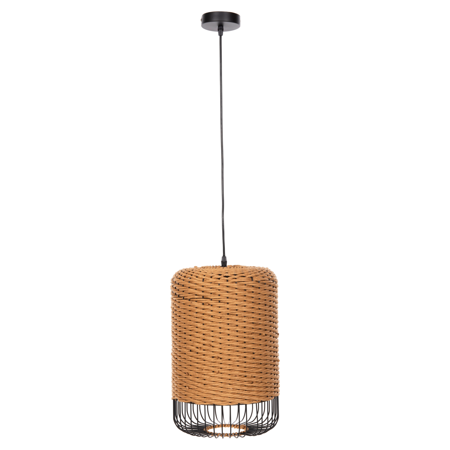 ΦΩΤΙΣΤΙΚΟ ΟΡΟΦΗΣ ΚΡΕΜΑΣΤΟ HM4340 PAPER ROPE ΜΠΕΖ-ΜΑΥΡΟ ΜΕΤΑΛΛΟ-Φ26x40-120Υεκ. 1