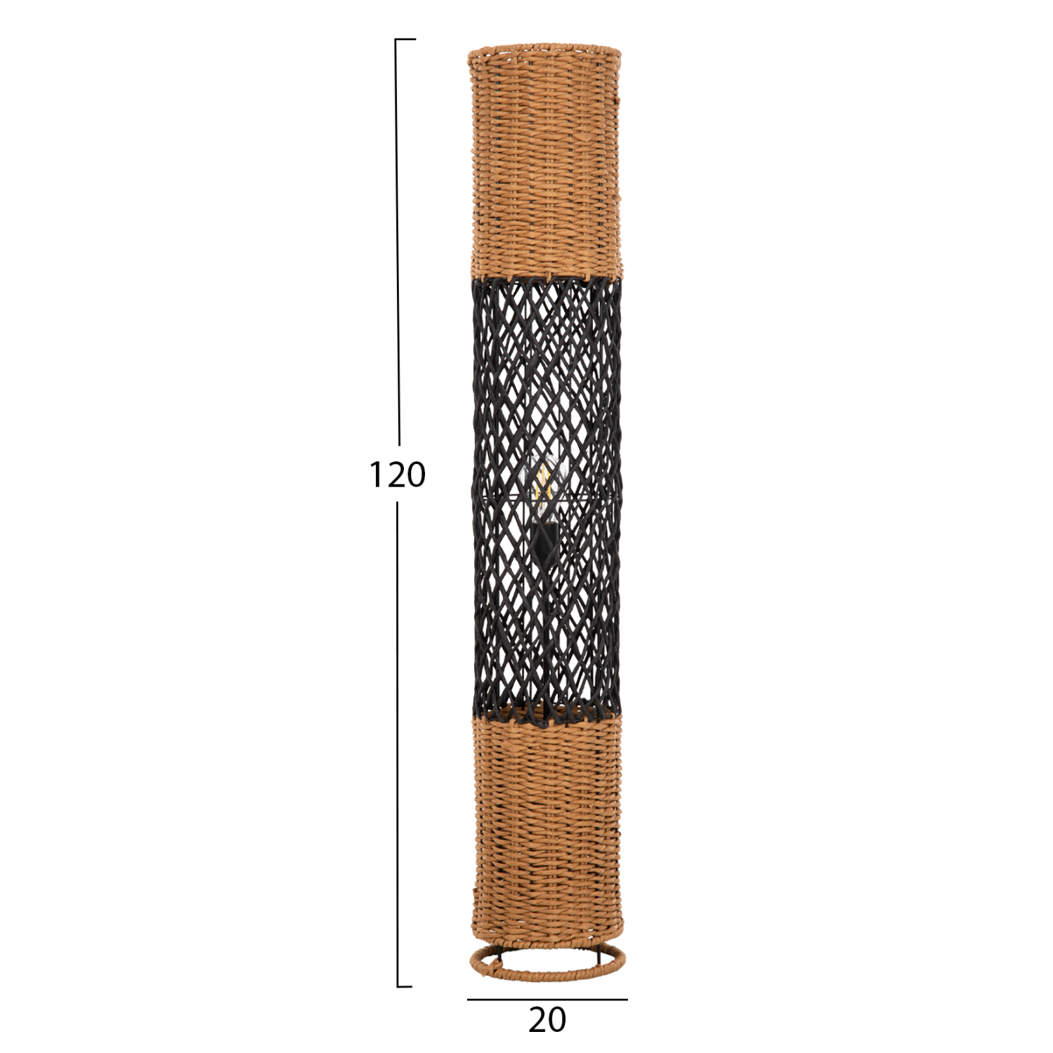 ΦΩΤΙΣΤΙΚΟ ΔΑΠΕΔΟΥ HM4342 ΜΕΤΑΛΛΟ-PAPER ROPE ΣΕ ΜΠΕΖ ΑΜΜΟΥ-ΜΑΥΡΟ Φ20X120Υεκ. 2