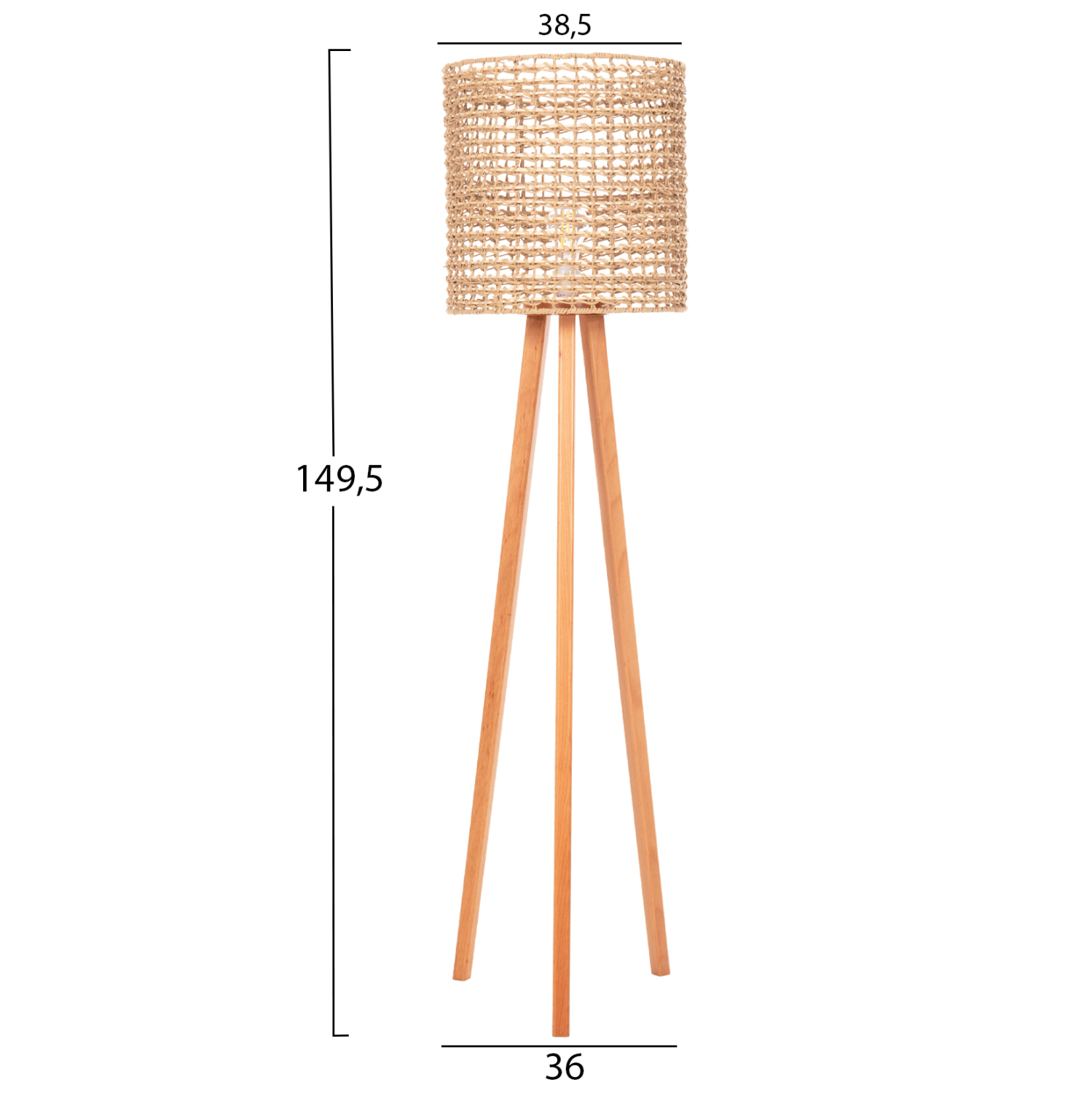 ΕΠΙΔΑΠΕΔΙΟ ΦΩΤΙΣΤΙΚΟ HM4351 RUBBERWOOD-RATTAN-PAPER ROPE ΣΕ ΦΥΣΙΚΟ Φ36x149,5Υεκ. 2