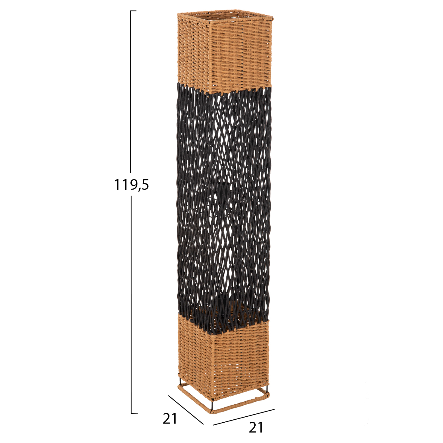 ΦΩΤΙΣΤΙΚΟ ΔΑΠΕΔΟΥ HM4355 ΜΕΤΑΛΛΟ-PAPER ROPE ΣΕ ΜΠΕΖ ΑΜΜΟΥ-ΜΑΥΡΟ 21x21x119,5Υεκ. 2